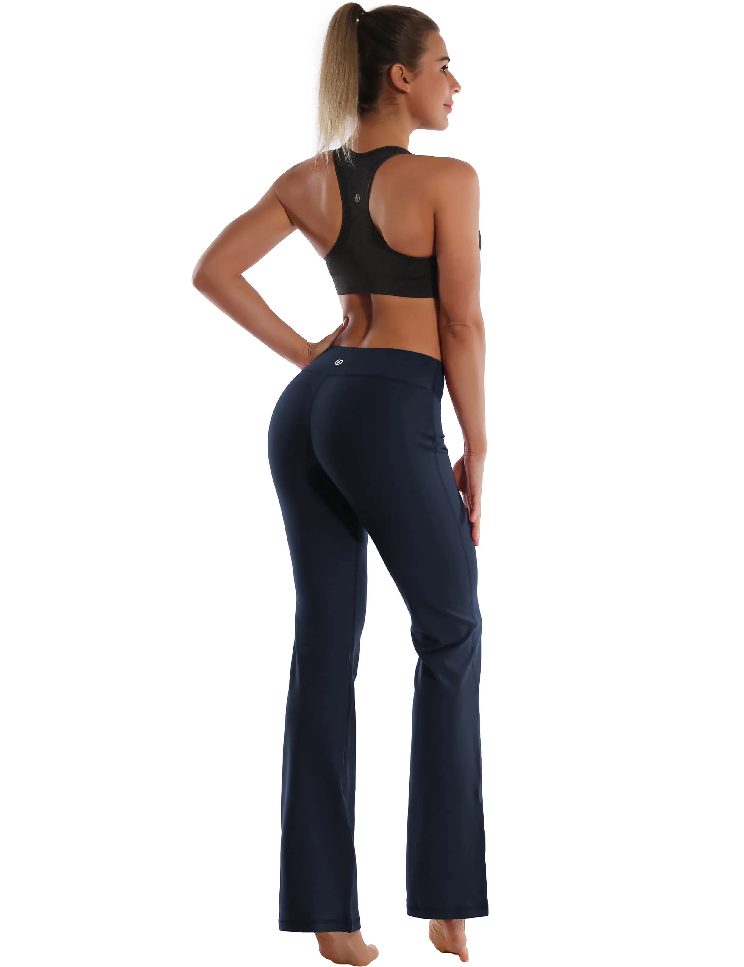 29" 31" 33" 35" Cotton Nylon Bootcut Leggings darknavy_yogastudio