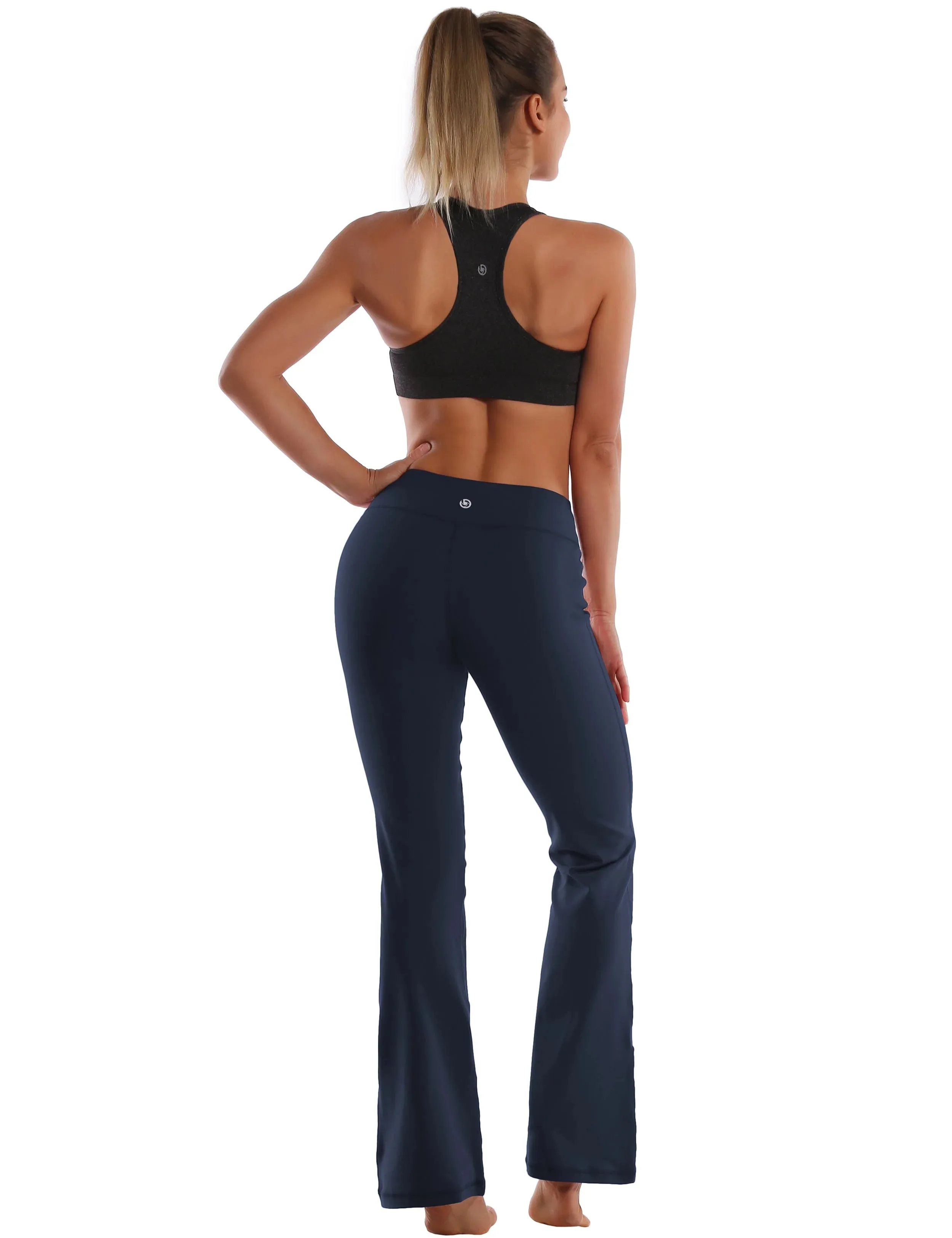 29" 31" 33" 35" Cotton Nylon Bootcut Leggings darknavy_yogastudio