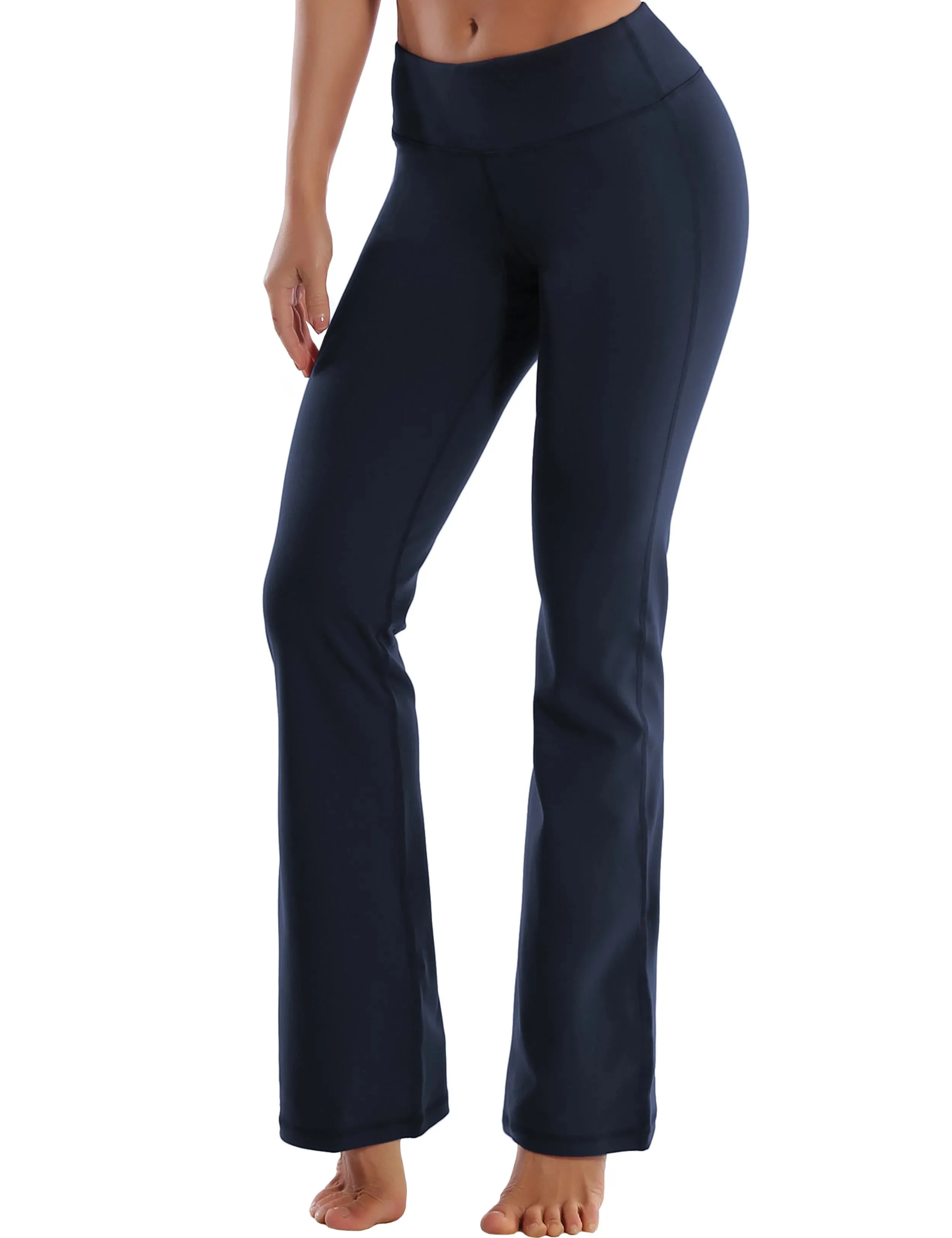 29" 31" 33" 35" Cotton Nylon Bootcut Leggings darknavy_yogastudio