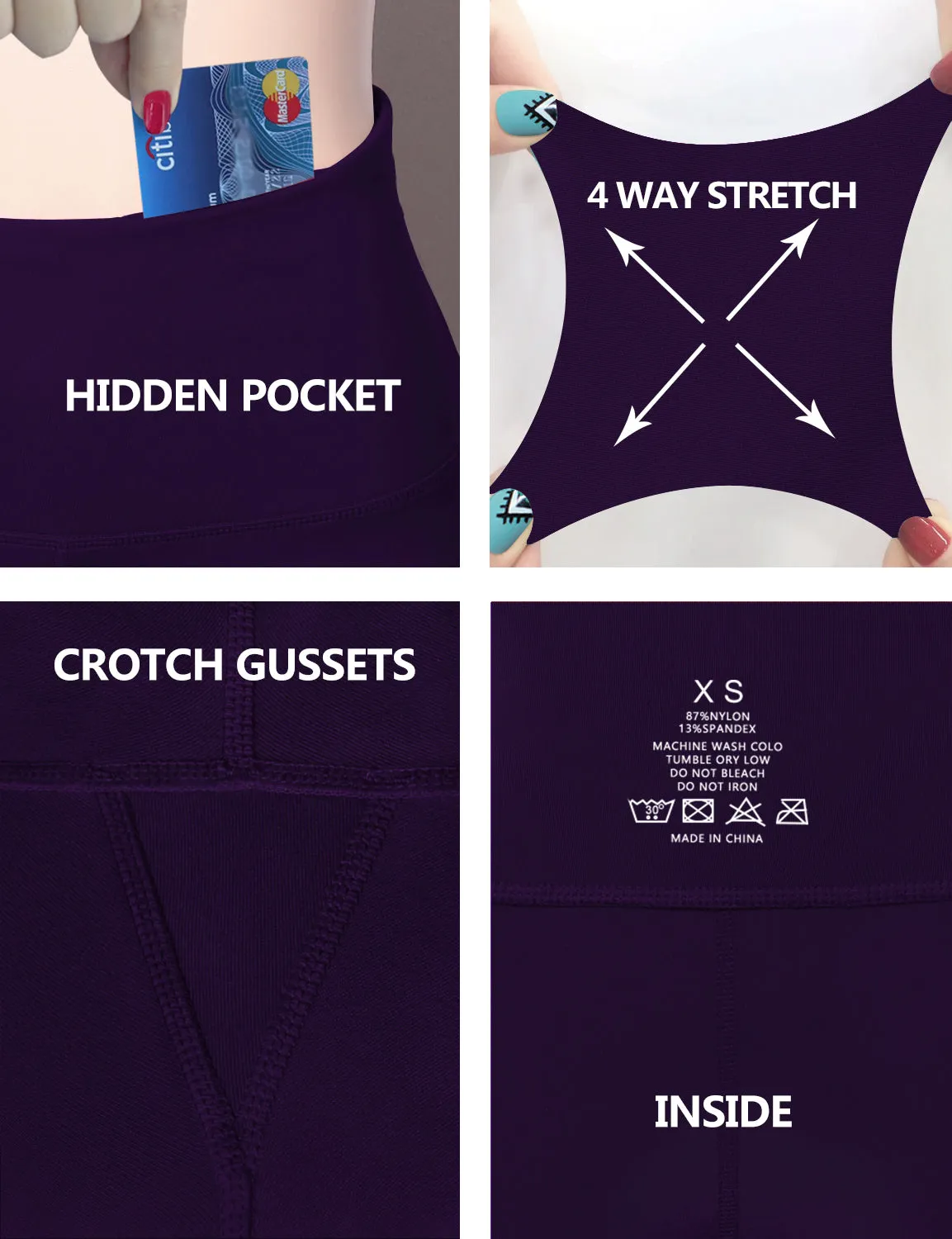 29" 31" 33" 35" Cotton Nylon Bootcut Leggings darkpurple_Pilates