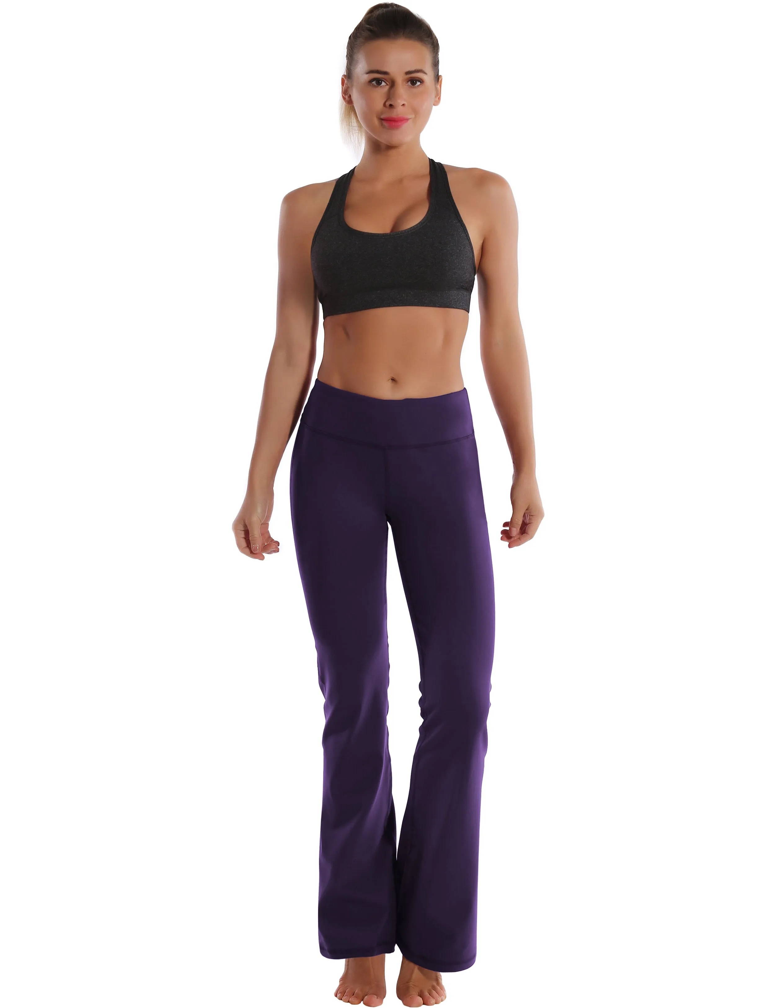 29" 31" 33" 35" Cotton Nylon Bootcut Leggings darkpurple_Pilates