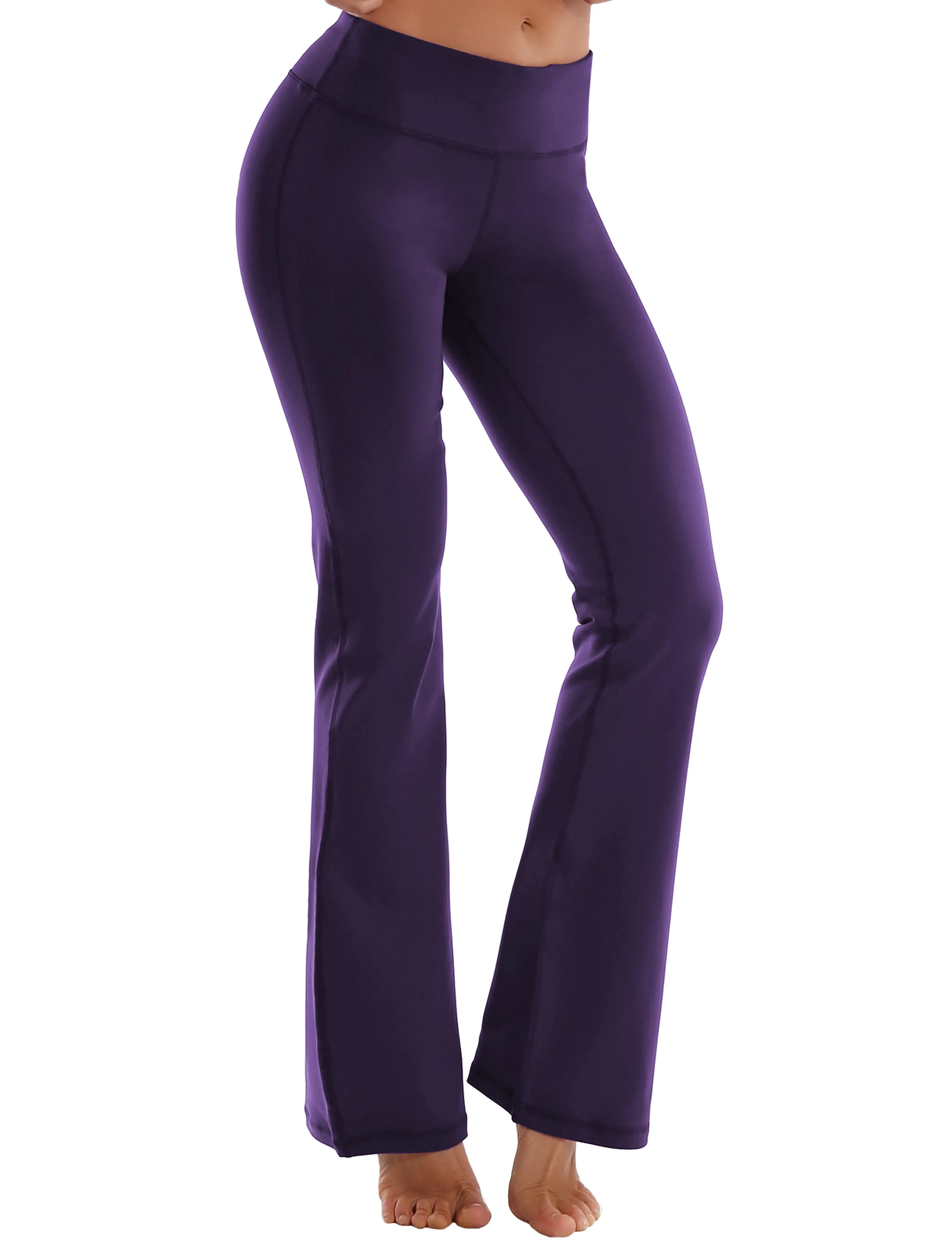29" 31" 33" 35" Cotton Nylon Bootcut Leggings darkpurple_Pilates