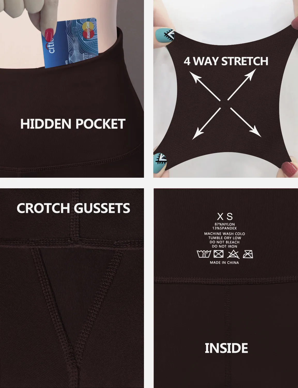 29" 31" 33" 35" Cotton Nylon Bootcut Leggings mahoganymaroon_Tall Size