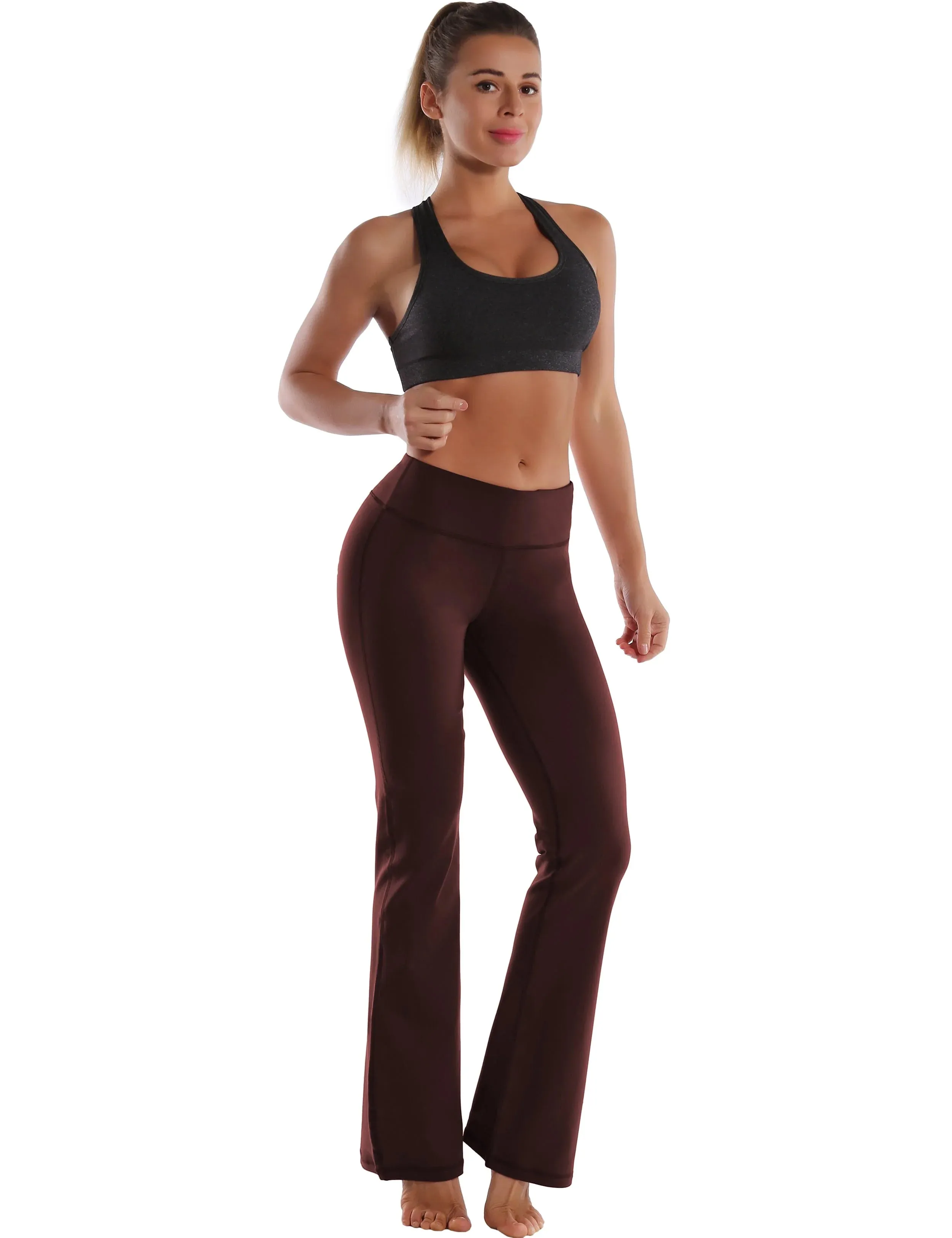 29" 31" 33" 35" Cotton Nylon Bootcut Leggings mahoganymaroon_yogastudio