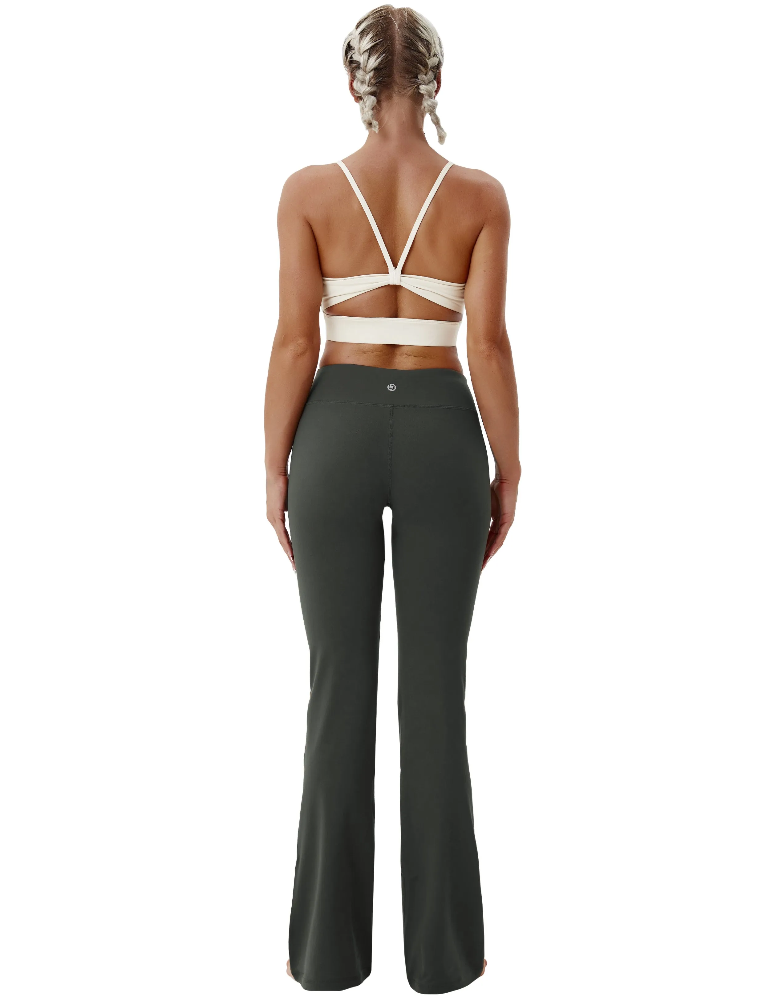 29" 31" 33" 35" Cotton Nylon Bootcut Leggings olivegray_yogastudio