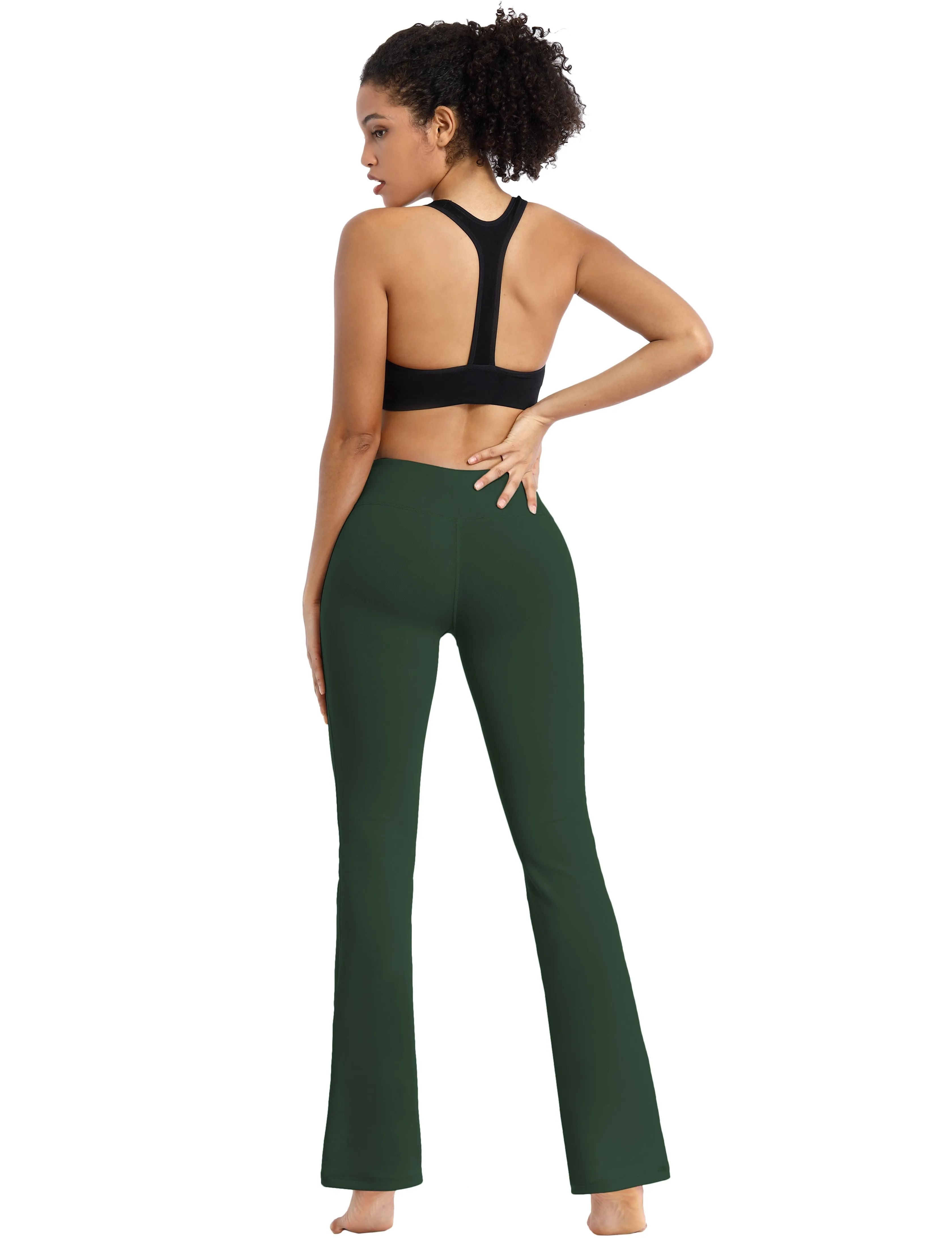 29" 31" 33" 35" Cotton Nylon Bootcut Leggings olivegreen_Biking