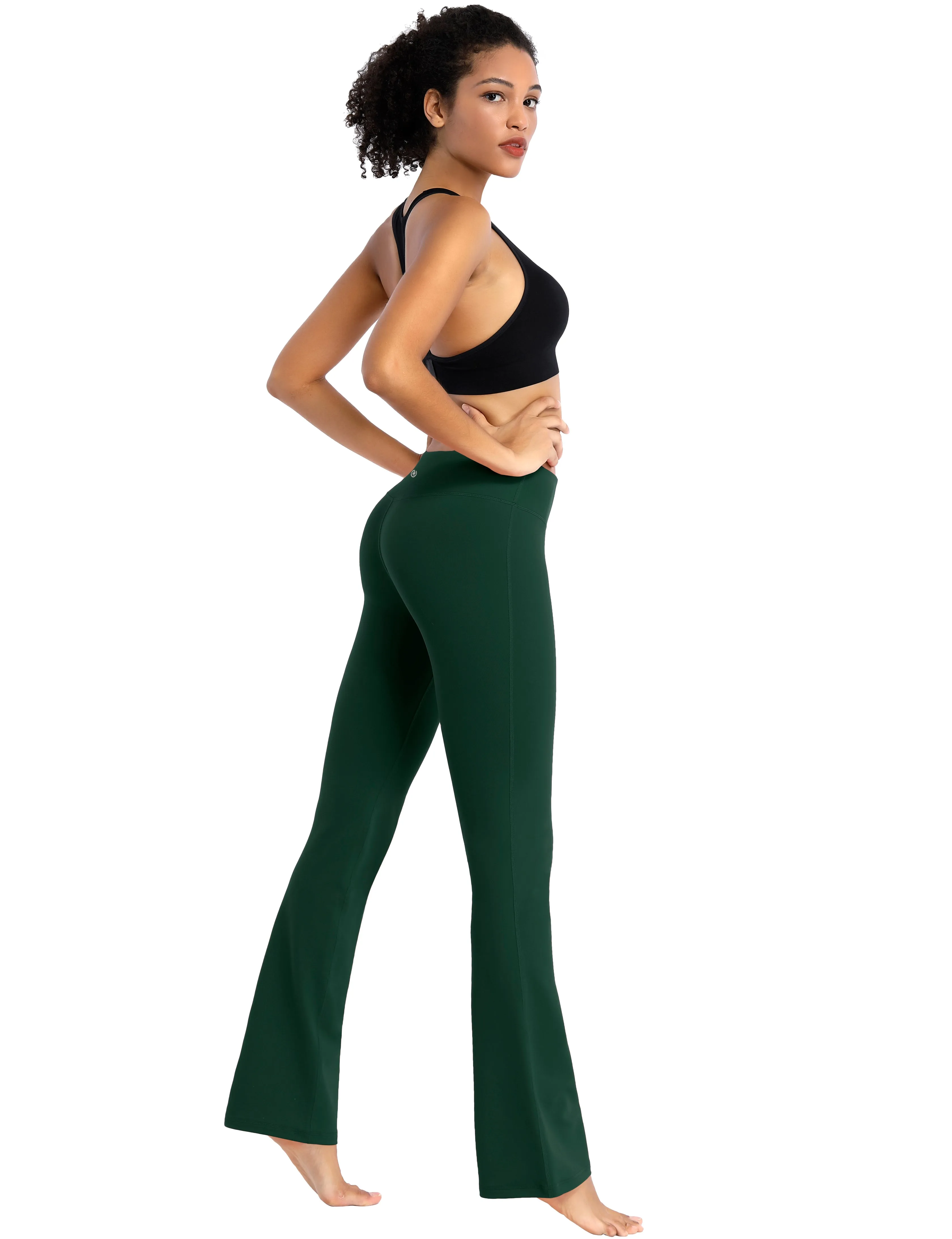 29" 31" 33" 35" Cotton Nylon Bootcut Leggings olivegreen_Biking