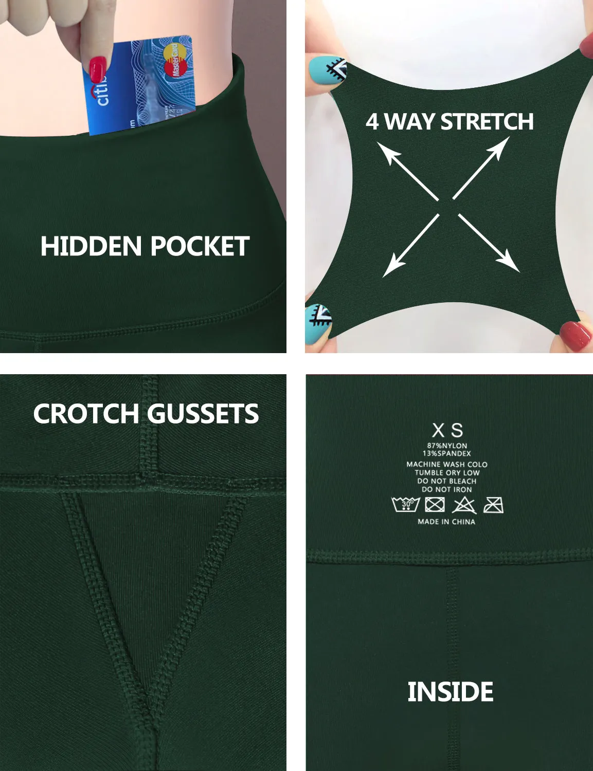 29" 31" 33" 35" Cotton Nylon Bootcut Leggings olivegreen_Biking