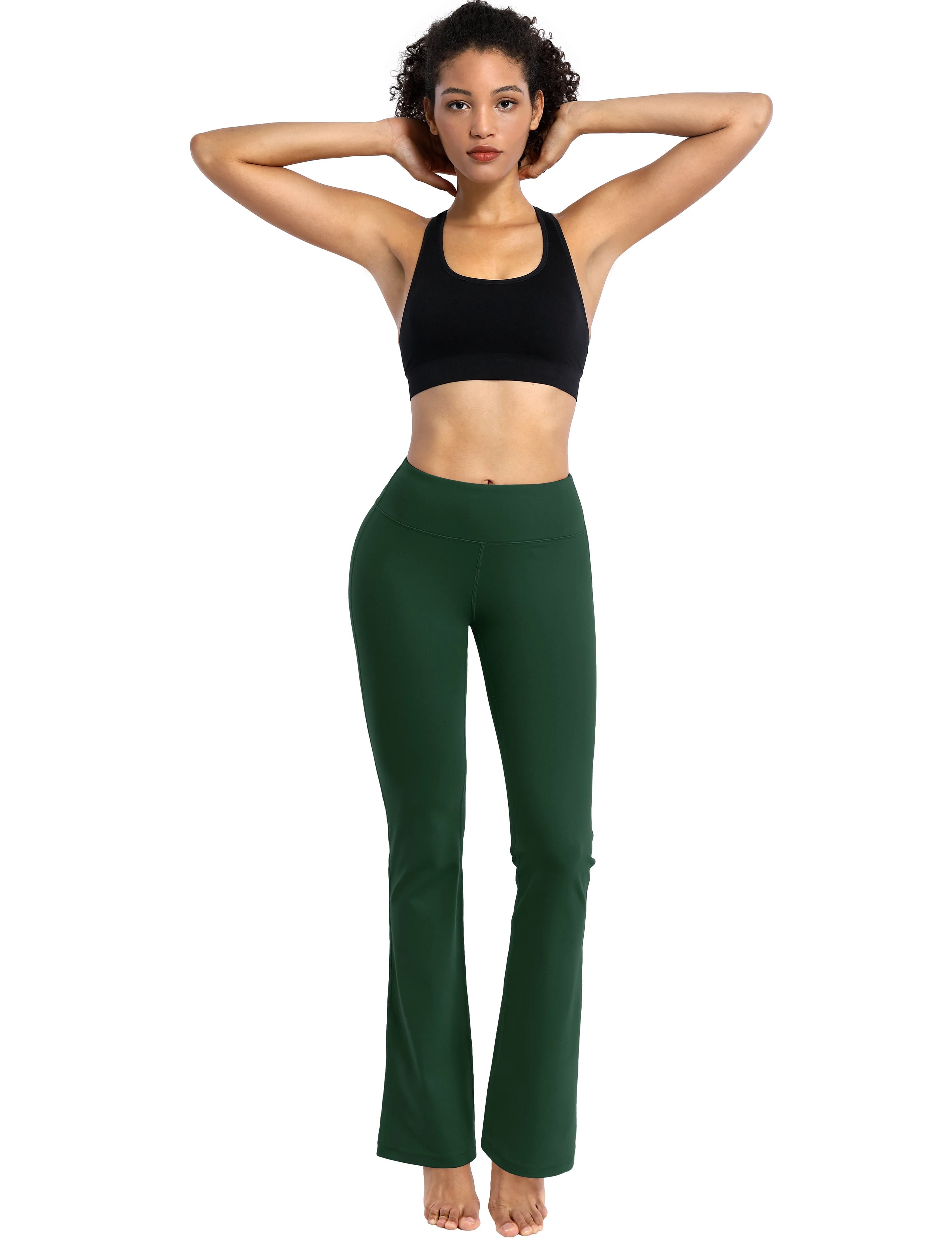 29" 31" 33" 35" Cotton Nylon Bootcut Leggings olivegreen_Biking
