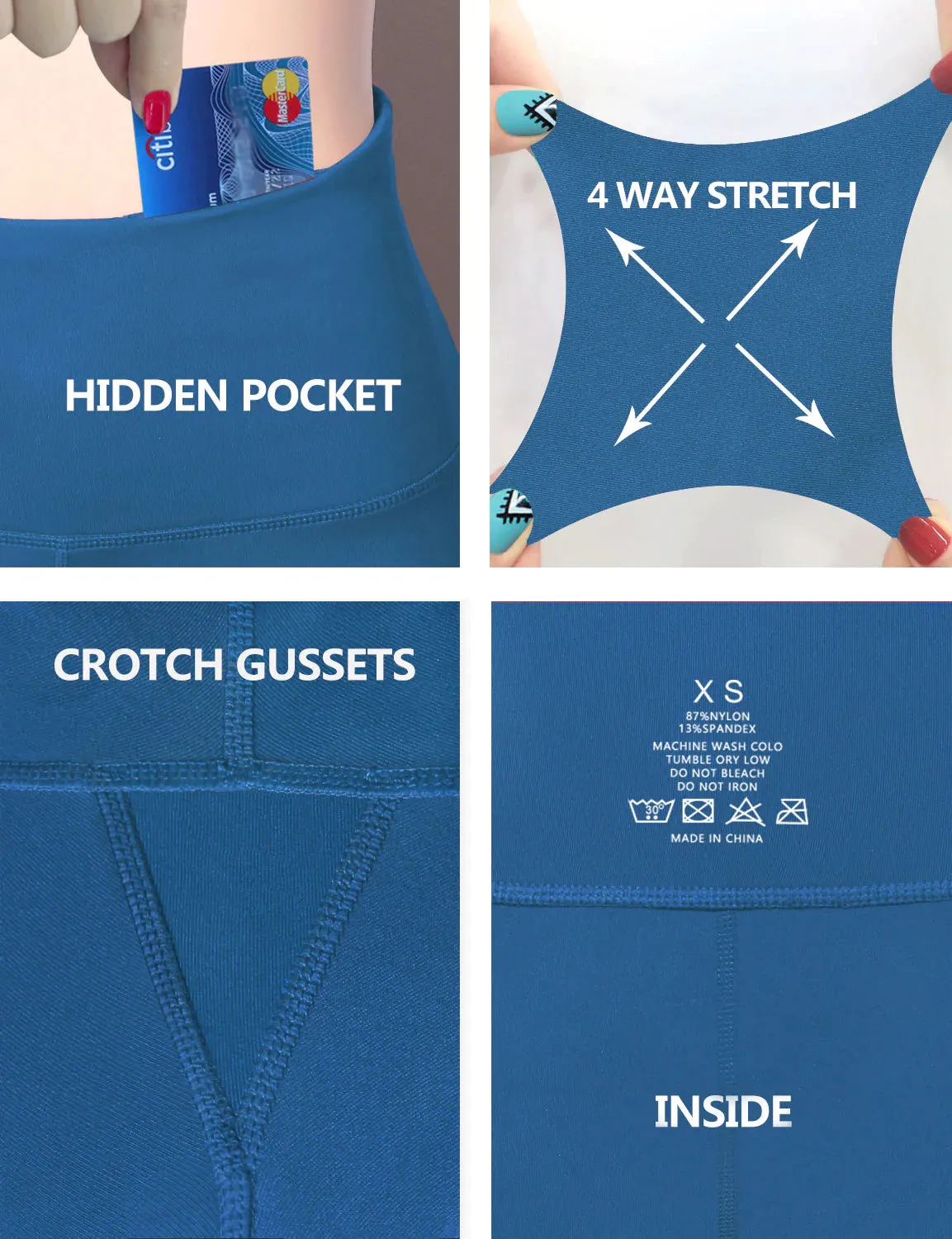 29" 31" 33" 35" Cotton Nylon Bootcut Leggings peacockblue_yogastudio