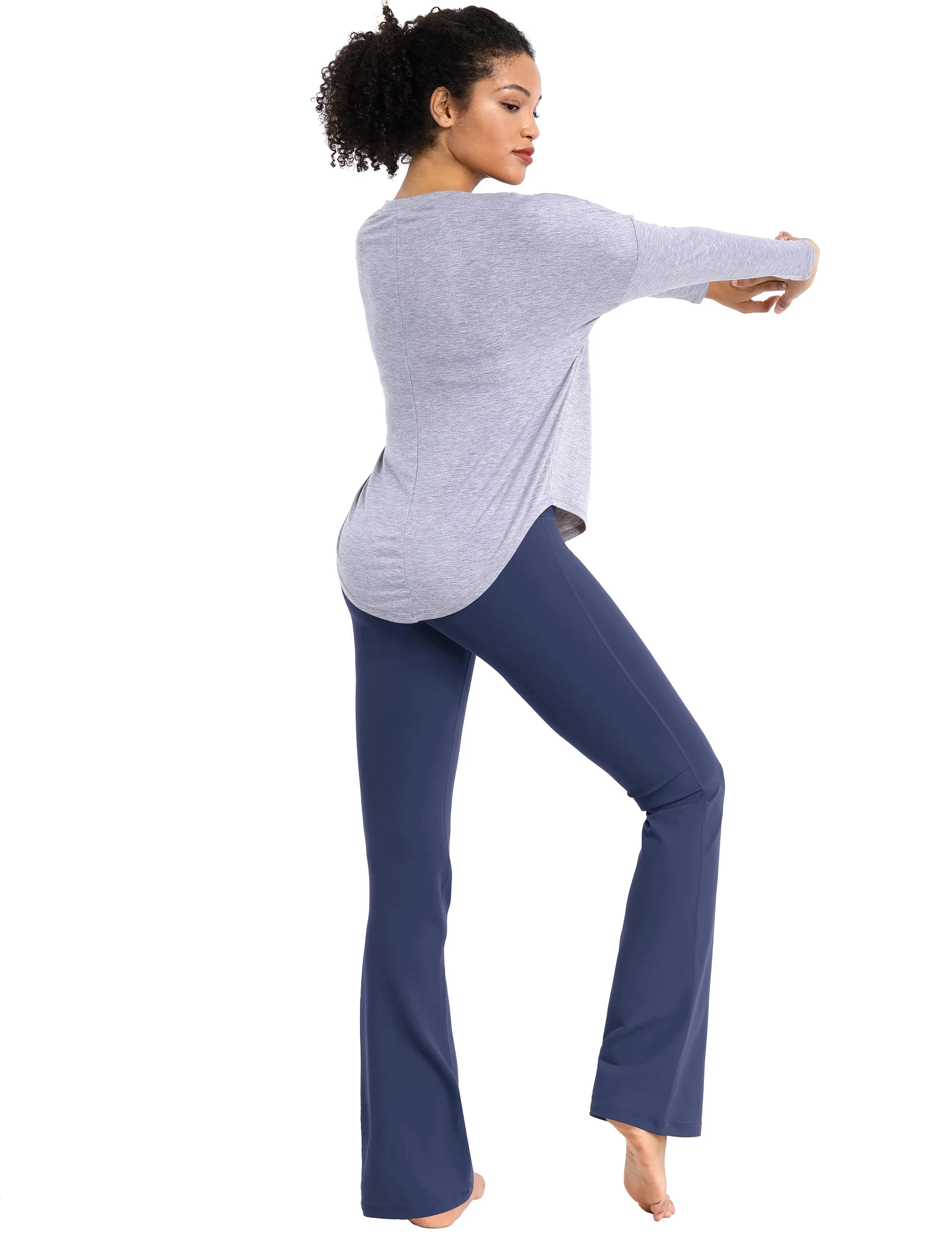 29" 31" 33" 35" Cotton Nylon Bootcut Leggings purplishblue_Jogging