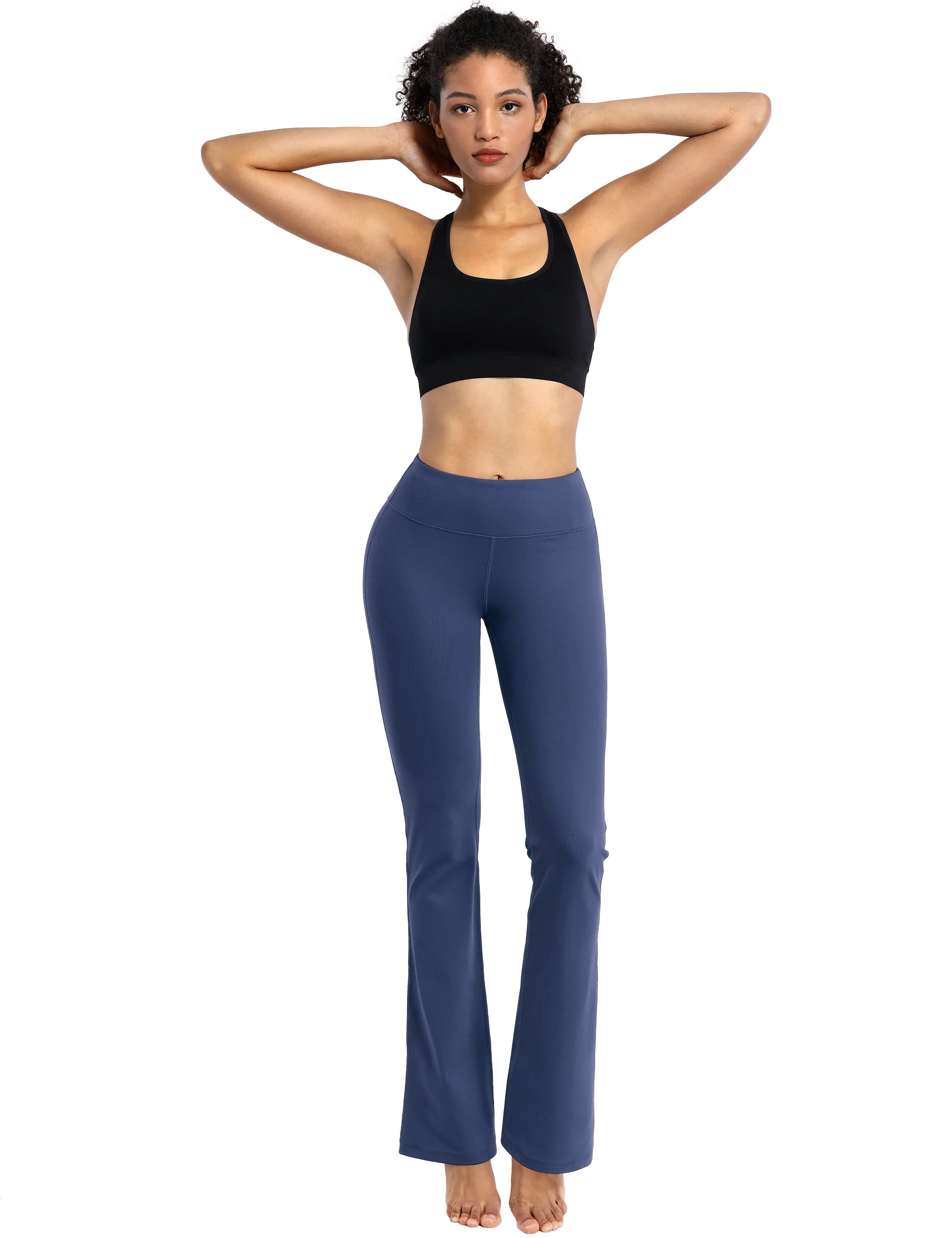 29" 31" 33" 35" Cotton Nylon Bootcut Leggings purplishblue_Jogging