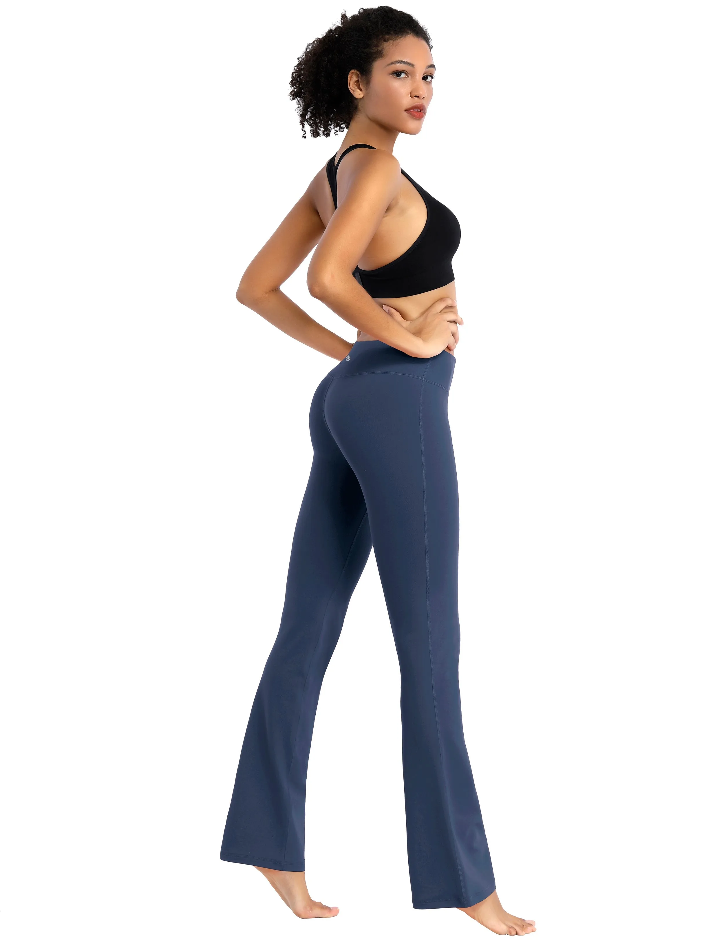 29" 31" 33" 35" Cotton Nylon Bootcut Leggings purplishblue_Jogging