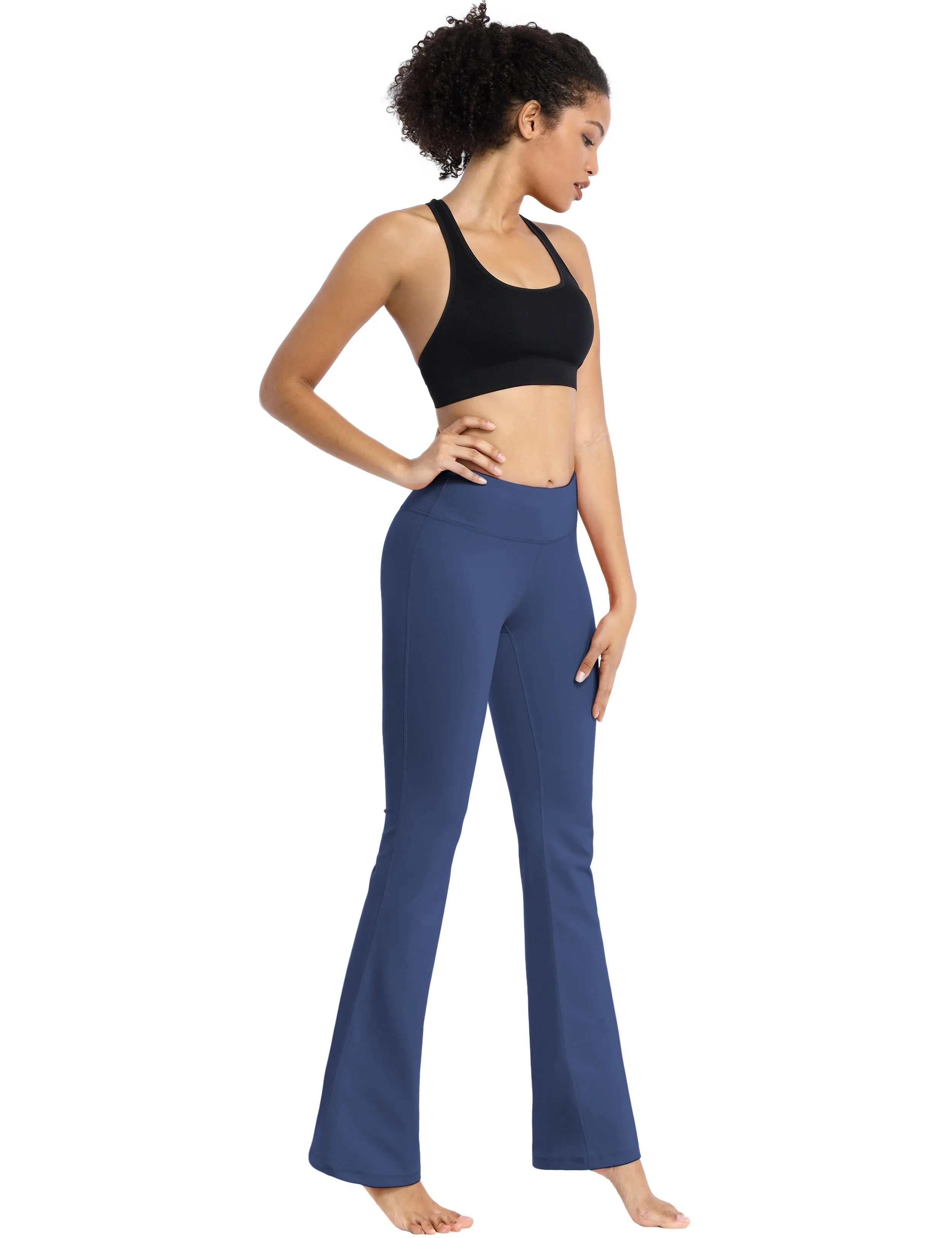 29" 31" 33" 35" Cotton Nylon Bootcut Leggings purplishblue_Jogging