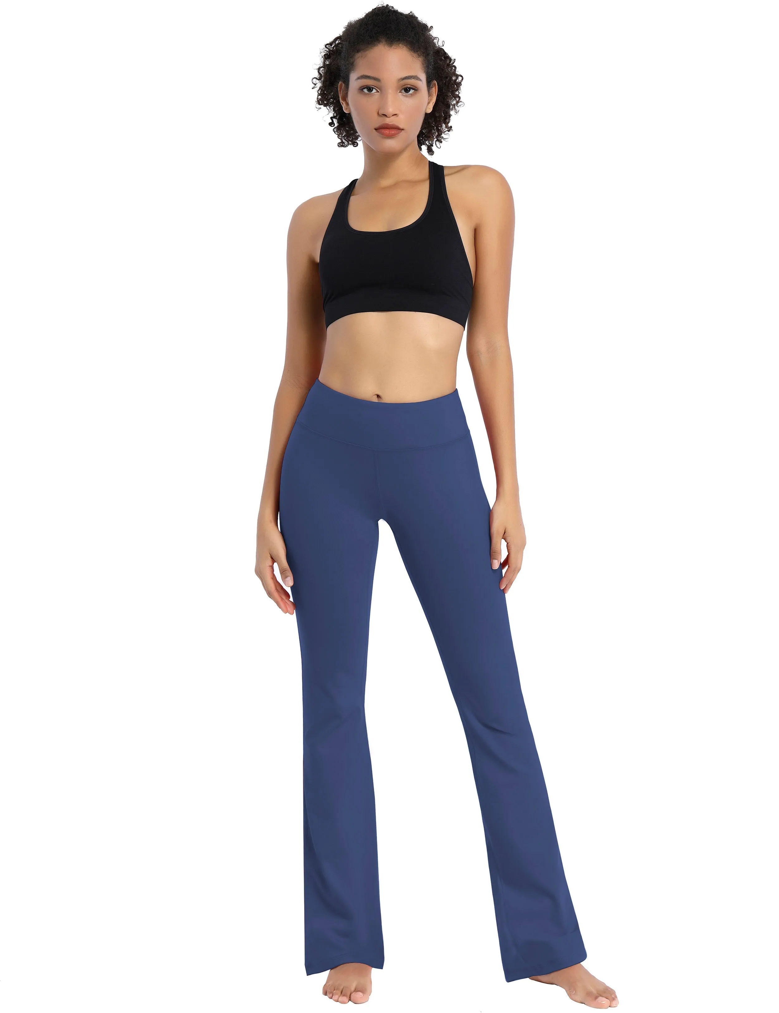 29" 31" 33" 35" Cotton Nylon Bootcut Leggings purplishblue_Jogging