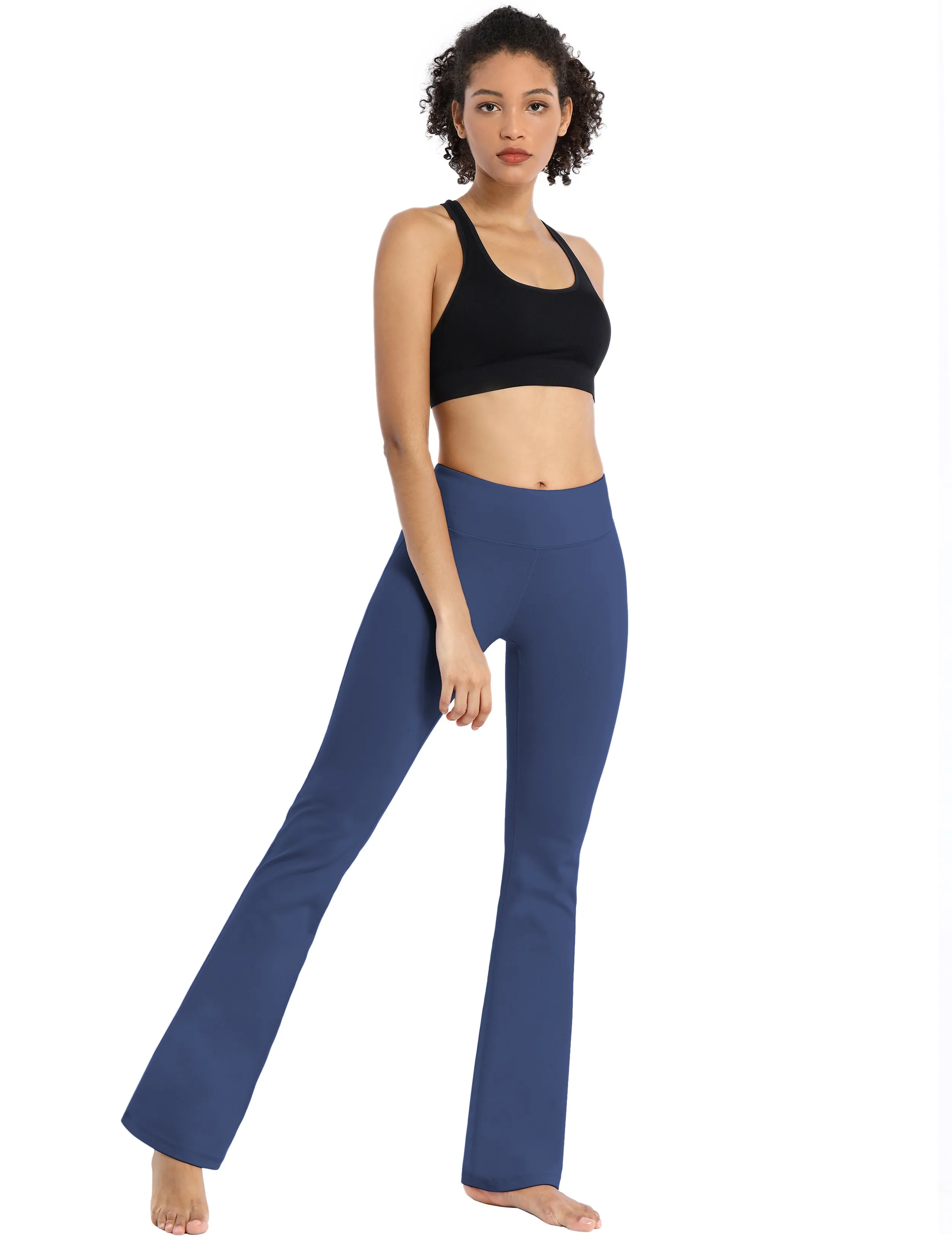 29" 31" 33" 35" Cotton Nylon Bootcut Leggings purplishblue_Jogging