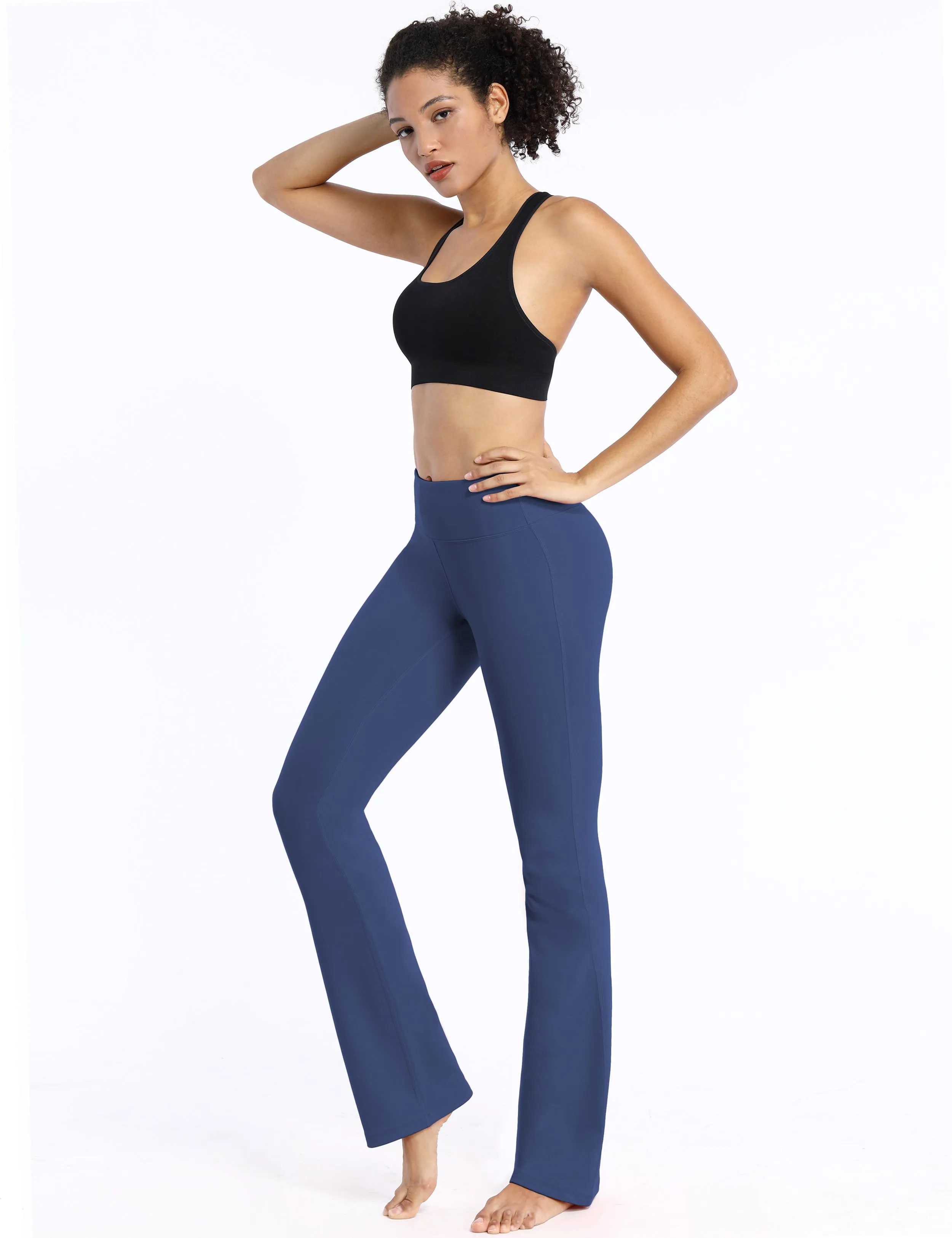 29" 31" 33" 35" Cotton Nylon Bootcut Leggings purplishblue_Jogging