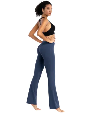 29" 31" 33" 35" Cotton Nylon Bootcut Leggings purplishblue_Jogging
