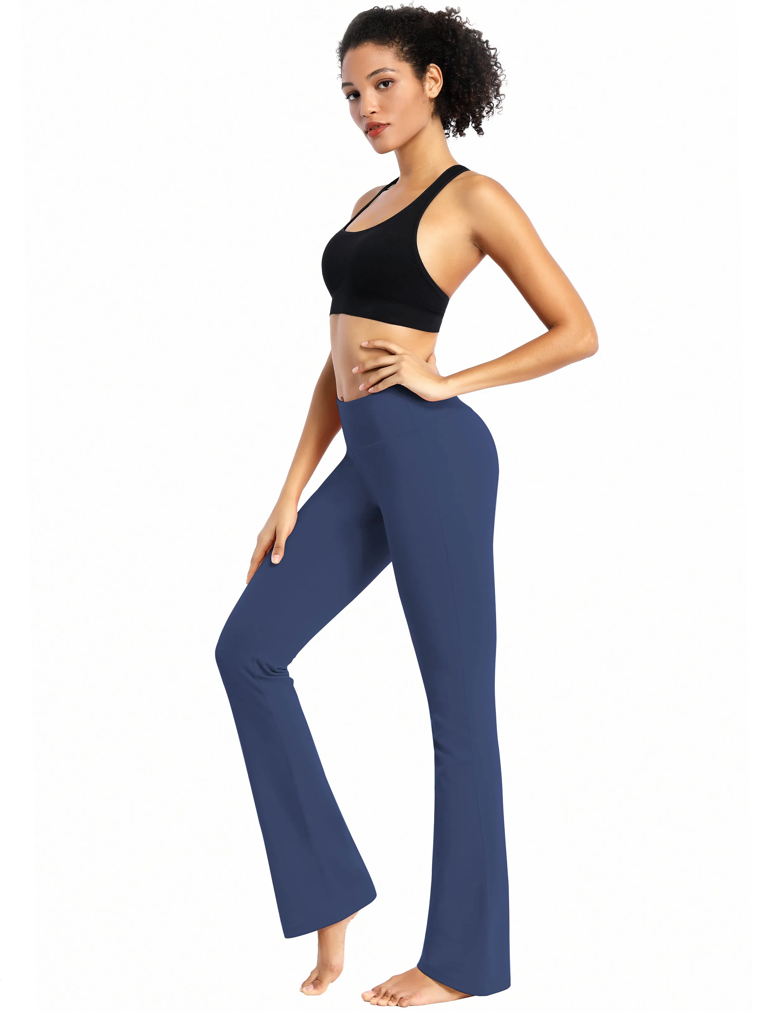 29" 31" 33" 35" Cotton Nylon Bootcut Leggings purplishblue_Jogging