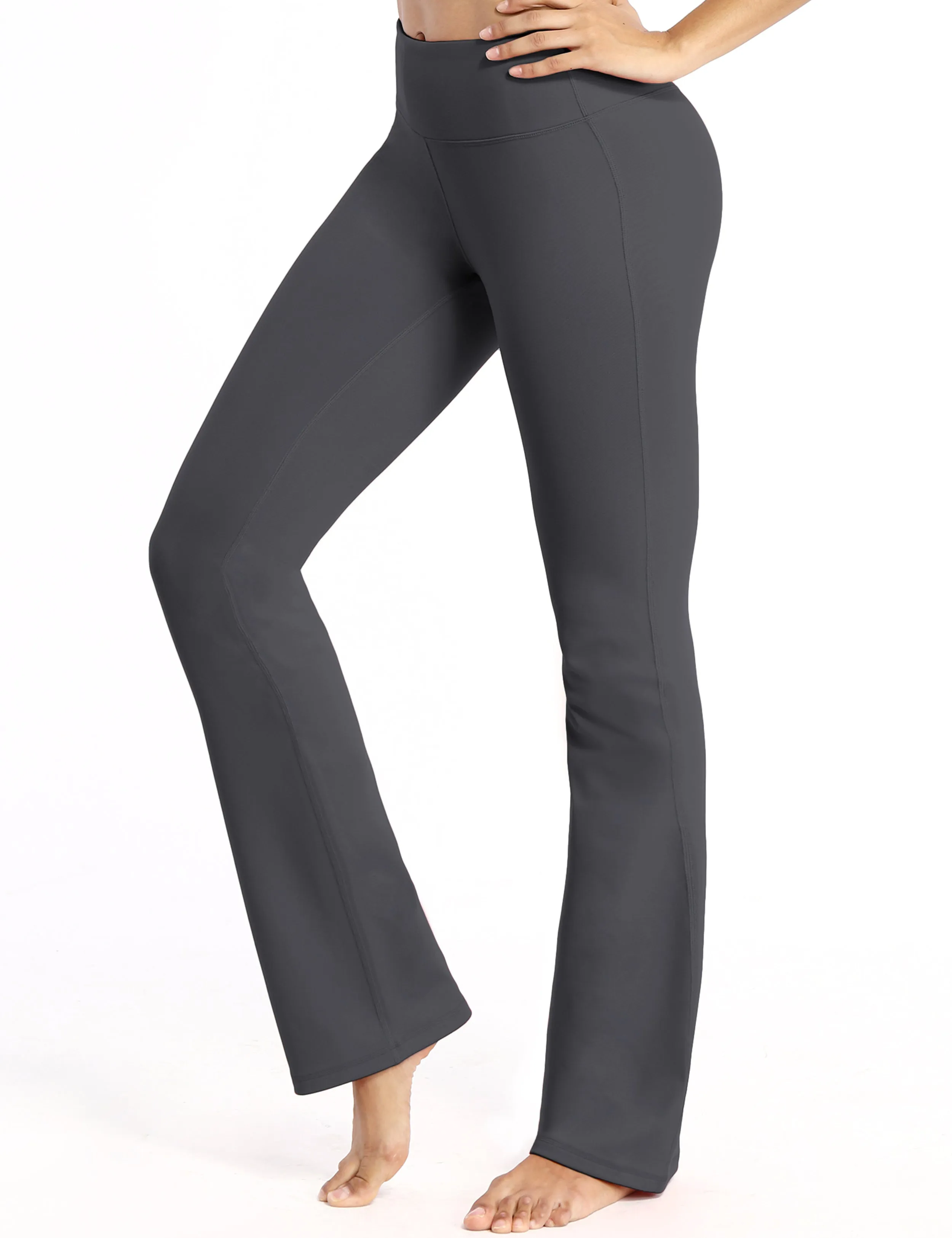29" 31" 33" 35" Cotton Nylon Bootcut Leggings shadowcharcoal_Biking