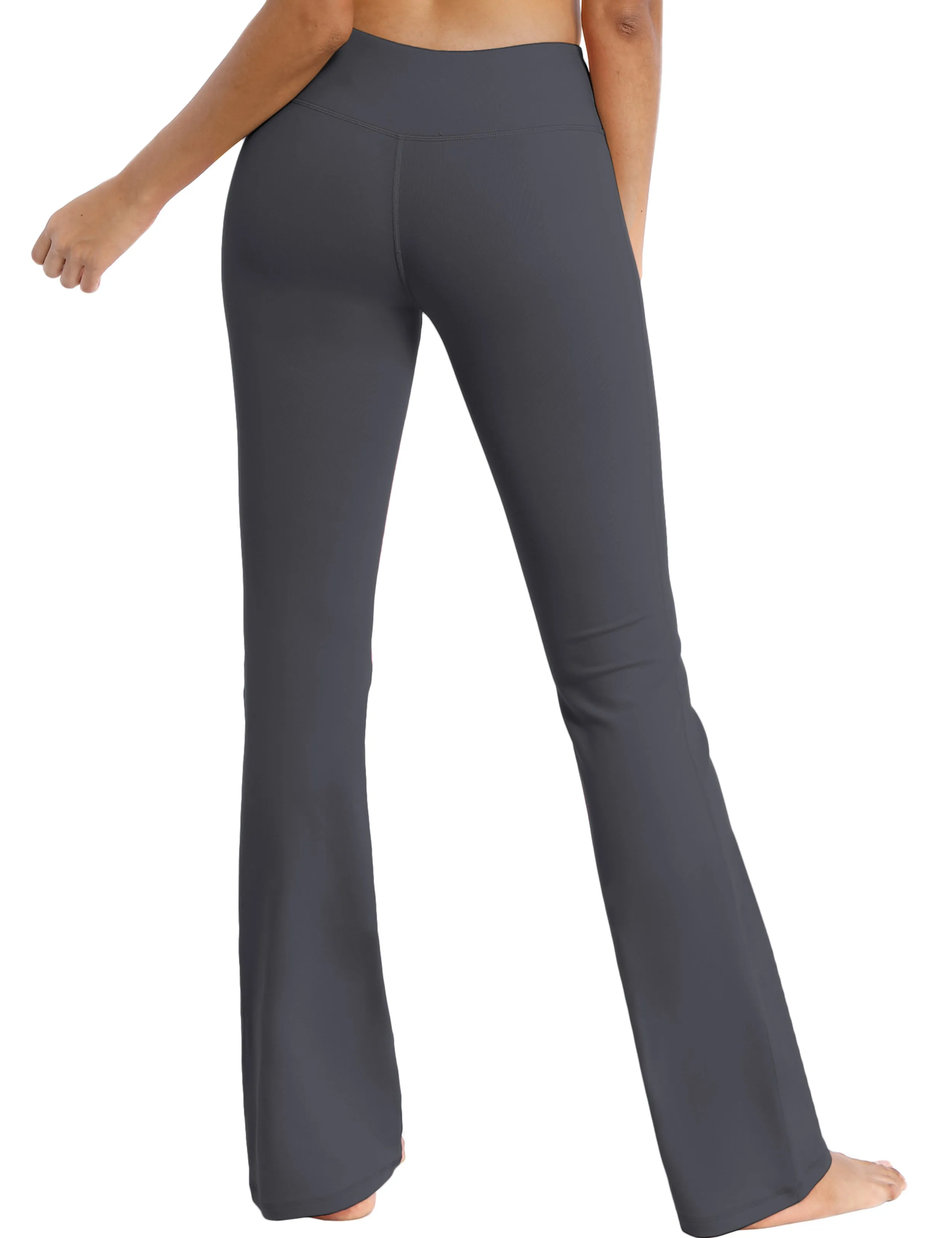 29" 31" 33" 35" Cotton Nylon Bootcut Leggings shadowcharcoal_Biking