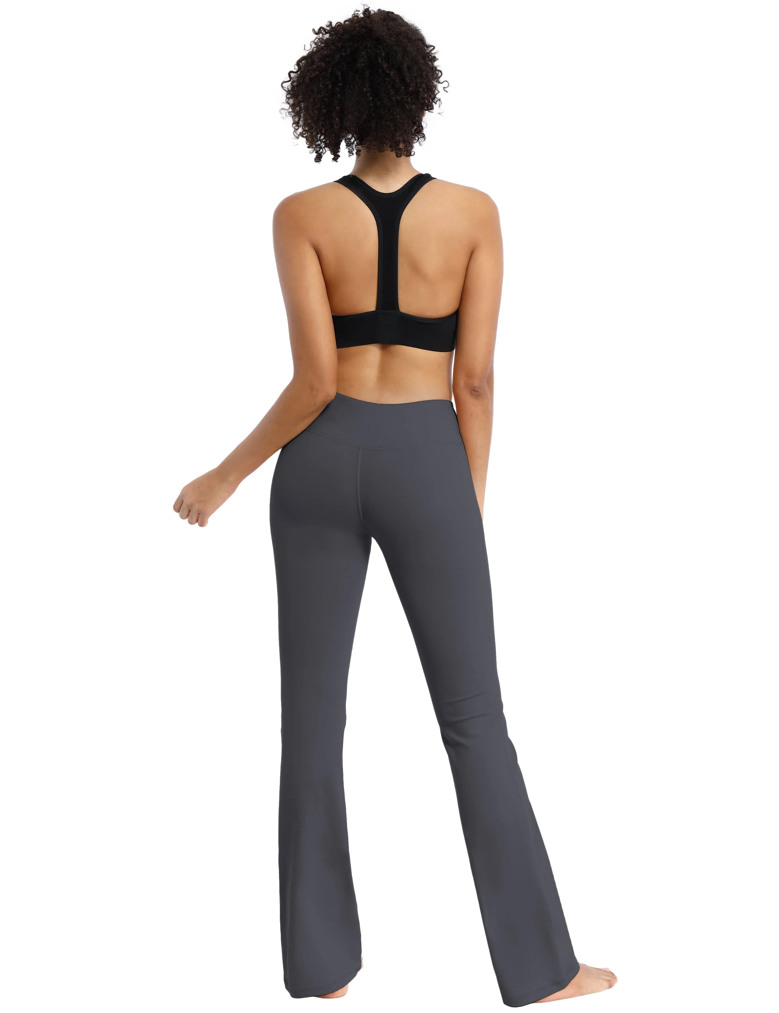 29" 31" 33" 35" Cotton Nylon Bootcut Leggings shadowcharcoal_Biking