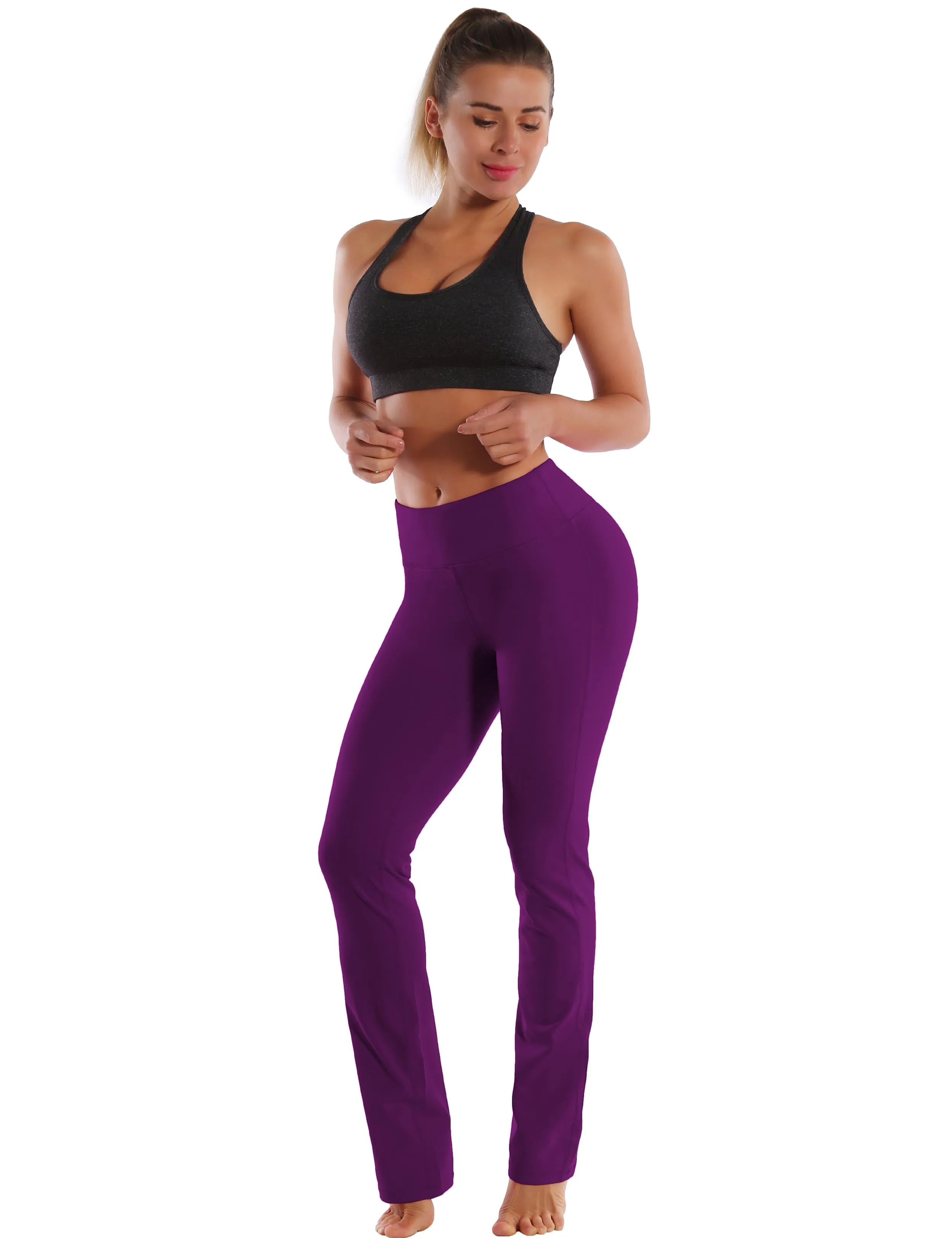 29" 31" 33" 35" Straight Leg Leggings plum_Plus Size