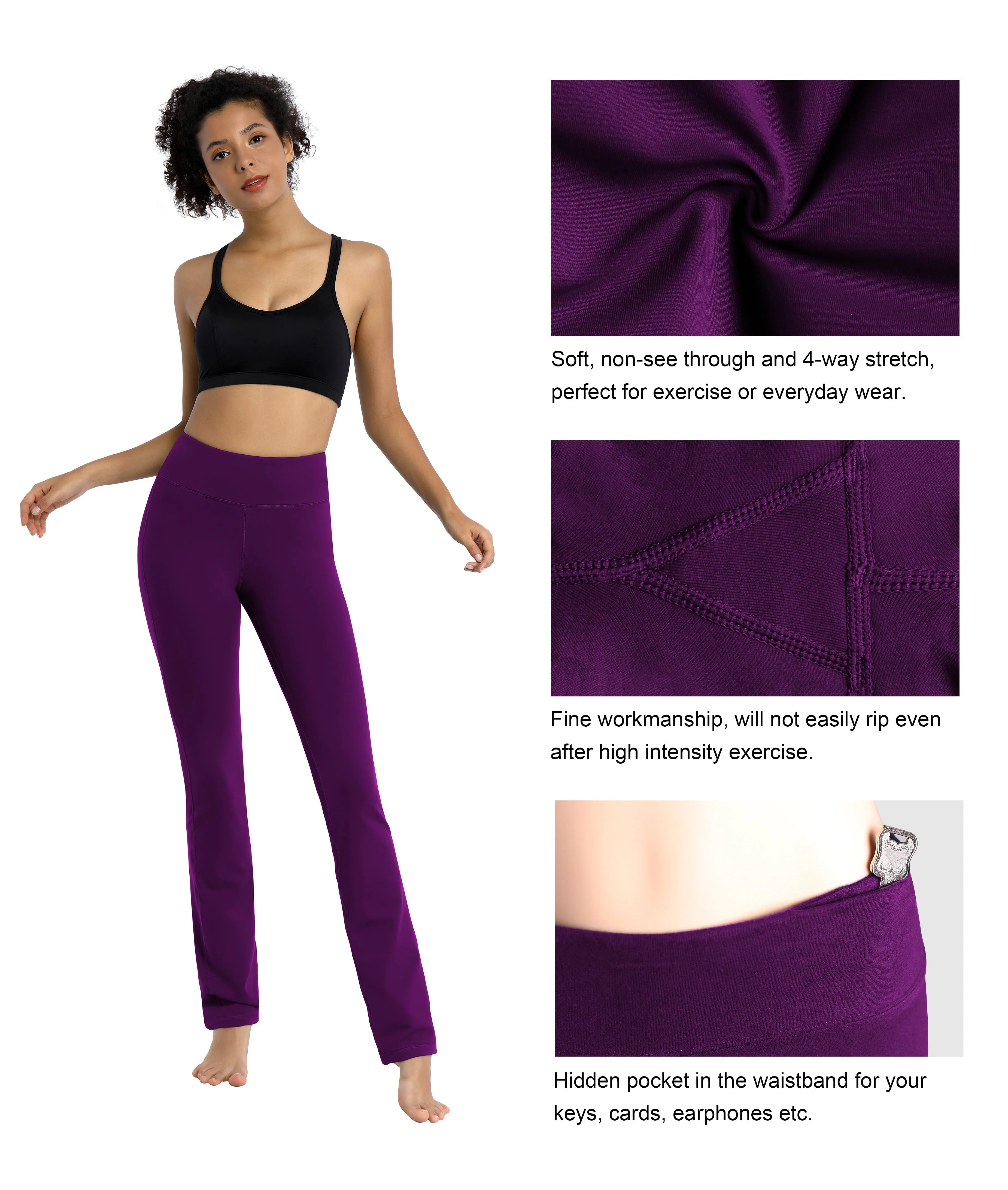29" 31" 33" 35" Straight Leg Leggings plum_Plus Size