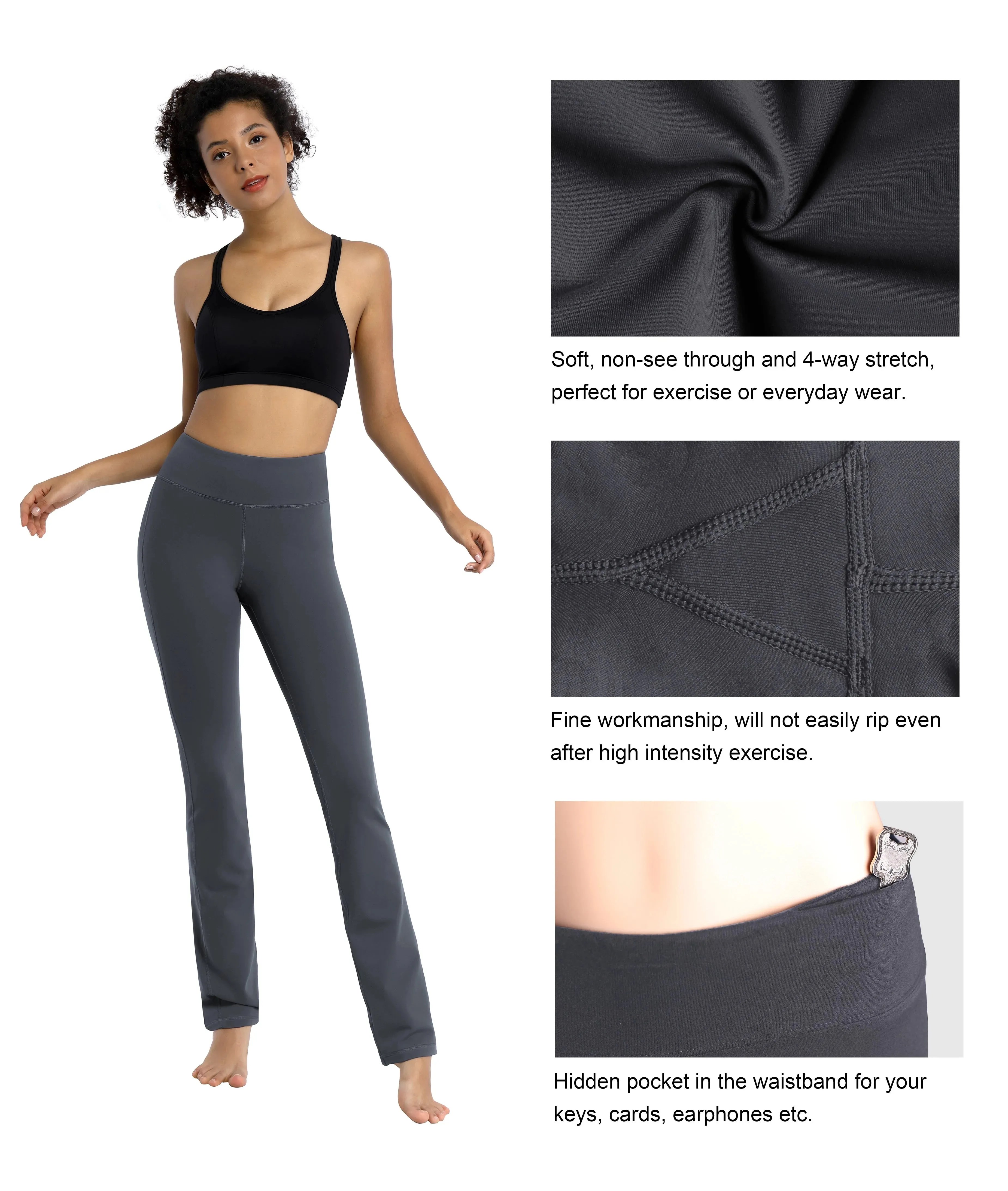 29" 31" 33" 35" Straight Leg Leggings shadowcharcoal_yogastudio