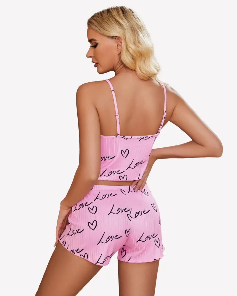 Cami Pajama Sets Ribbed Lounge Set