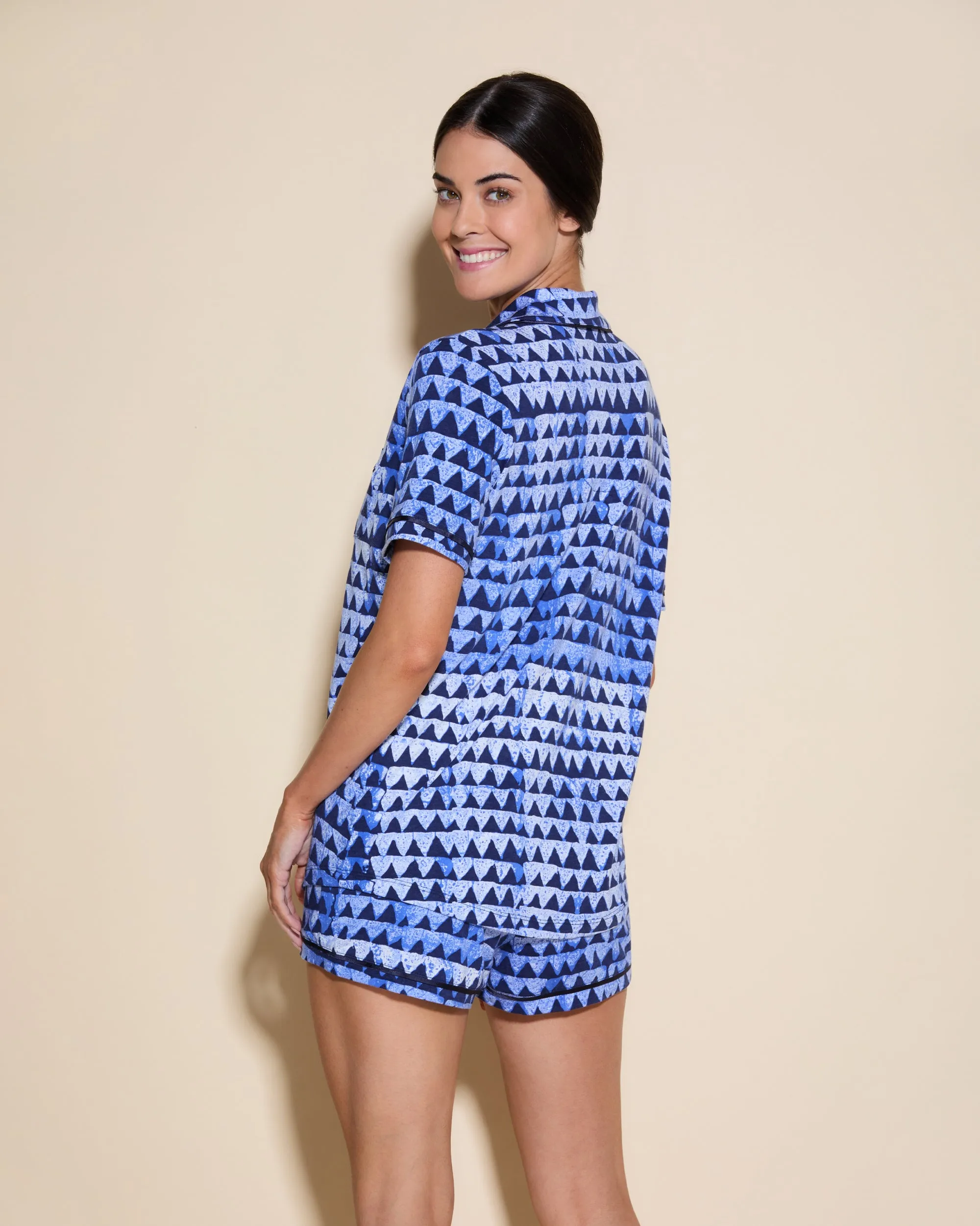Conjunto De Pijama Con Camisa De Manga Corta Y Pantalones Cortos