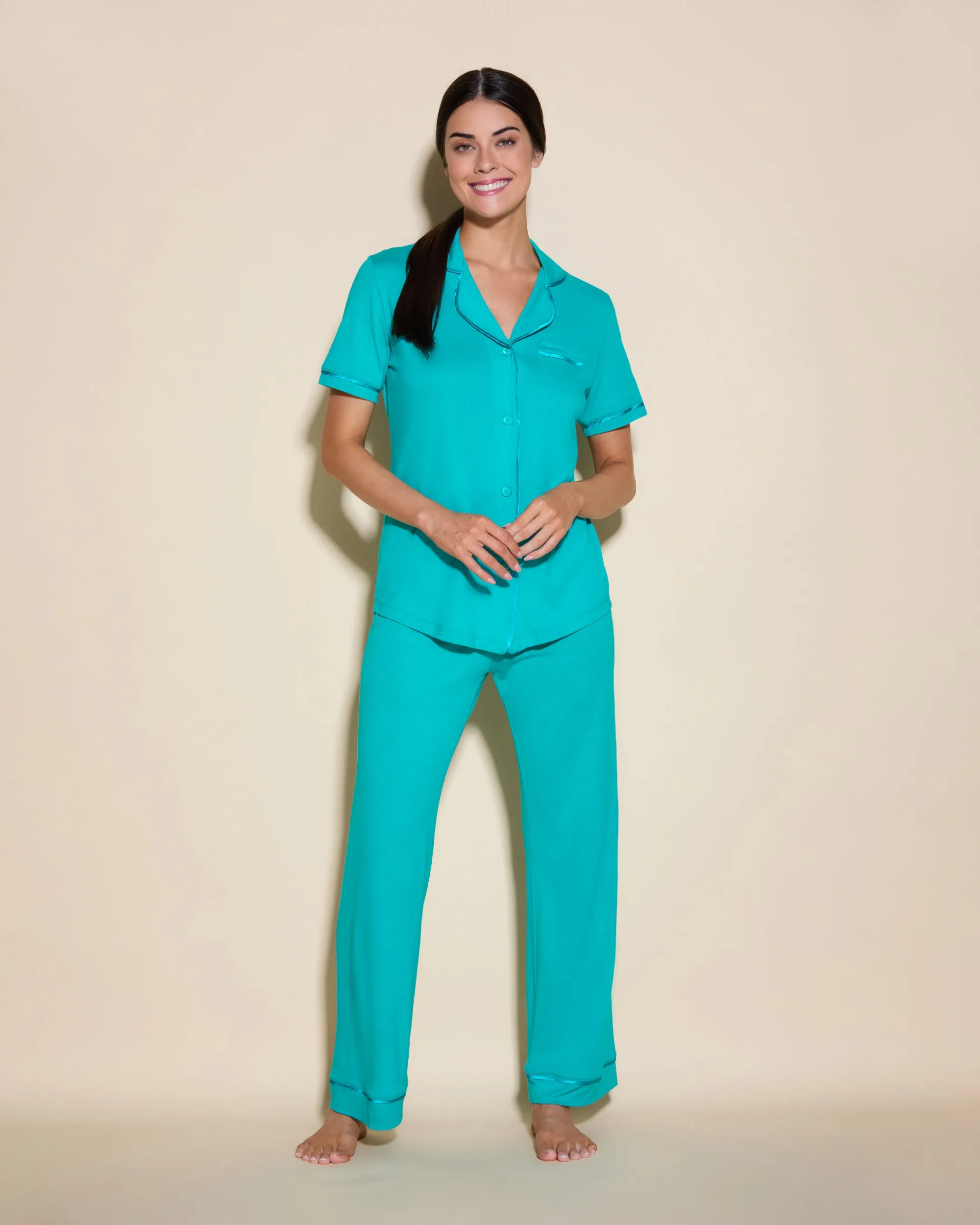 Conjunto De Pijama Con Camisa De Manga Corta Y Pantalones