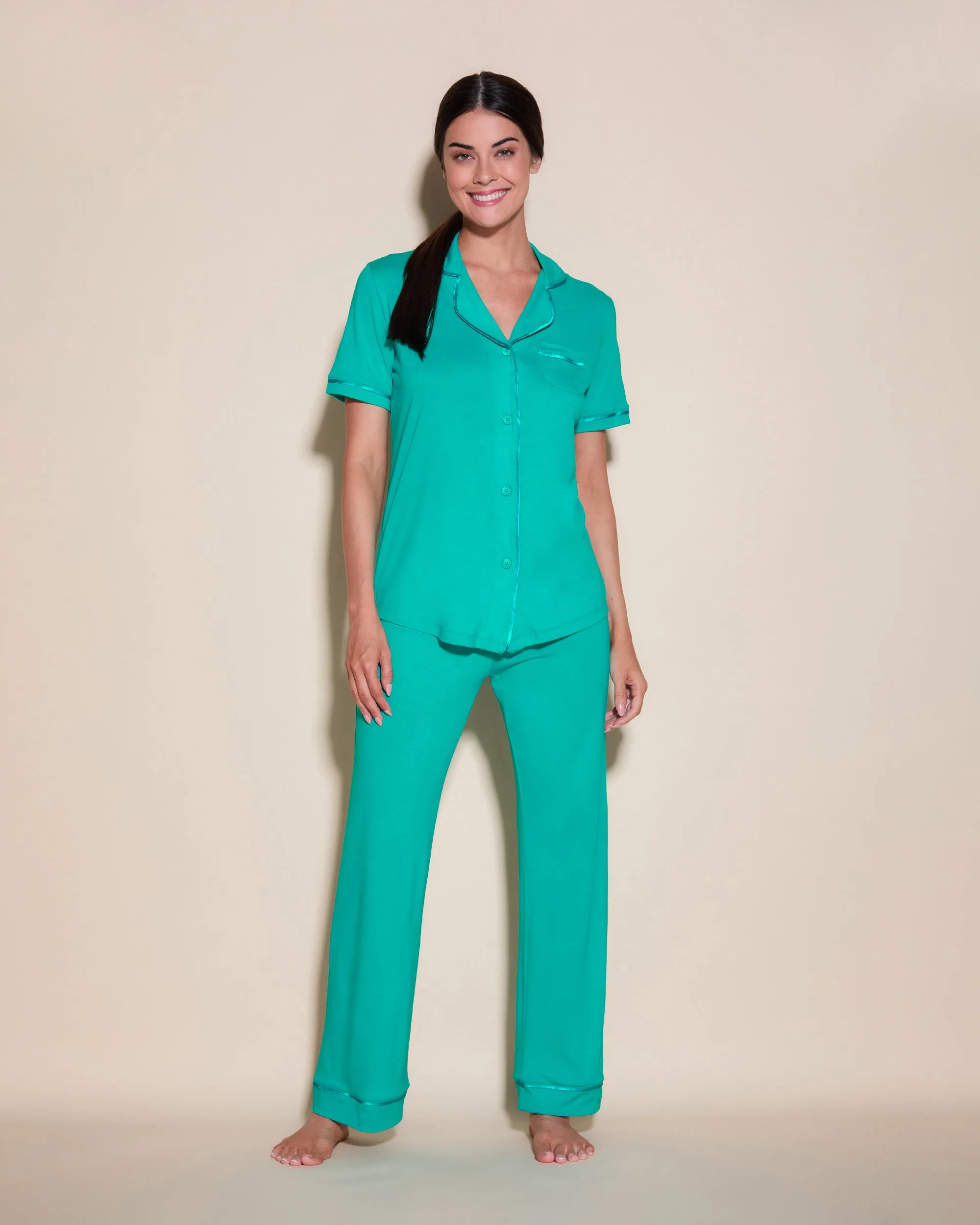 Conjunto De Pijama Con Camisa De Manga Corta Y Pantalones
