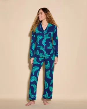 Conjunto De Pijama Con Camisa De Manga Larga Con Tres Bolsillos Y Pantalones
