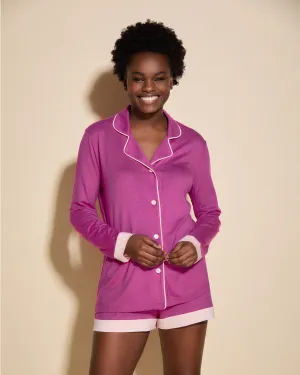 Conjunto De Pijama Con Camisa De Manga Larga Y Pantalones Cortos