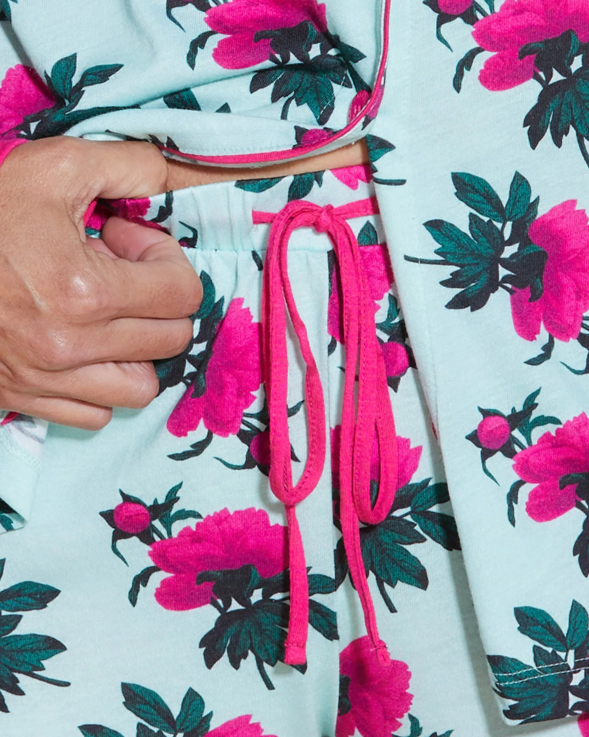 Conjunto De Pijama Estampado Con Camisa De Manga Larga Y Pantalones Cortos