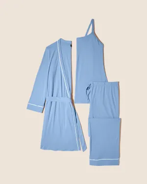 Conjunto De Pijama Para Lactancia De 3 Piezas Con Bata