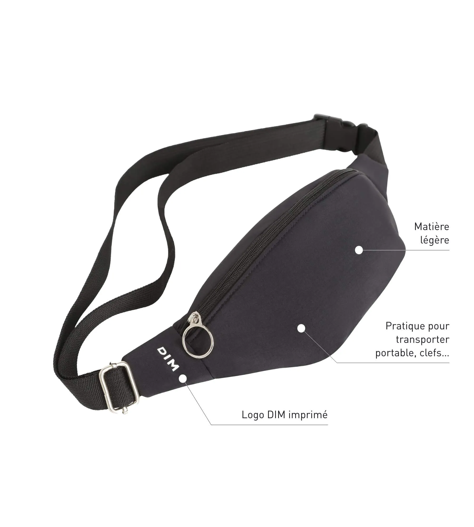 Dim Move unisex black zipped fanny pack