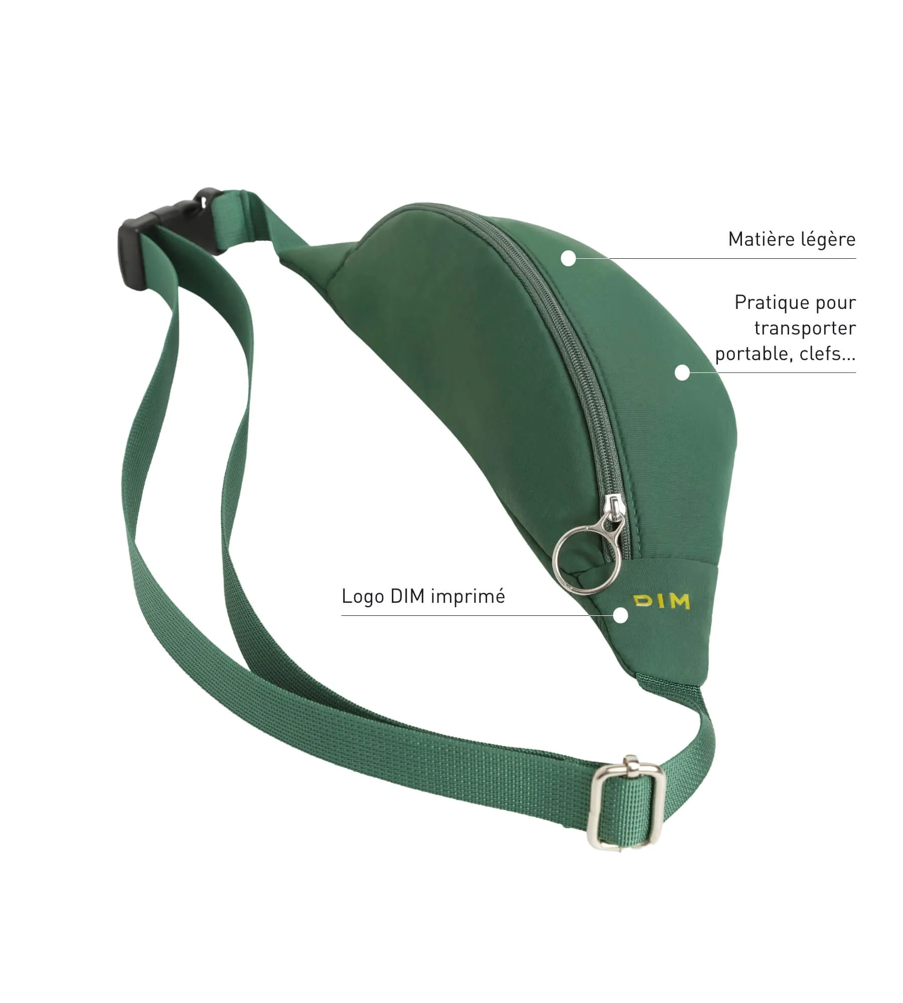 Dim Move unisex green zipped fanny pack 