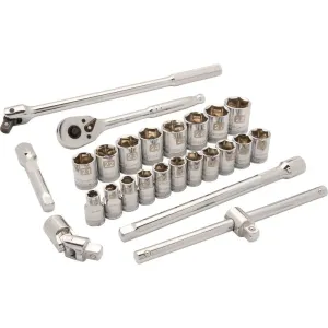 DYNAMIC D018009  -  1/2" D 25 PC 6 PT STD MET SKT SET