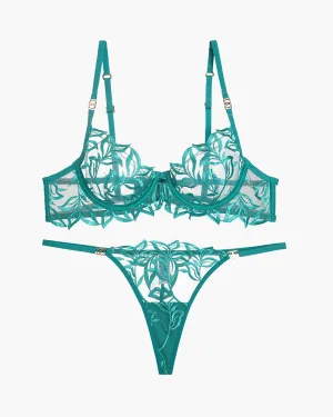 Embroidered Lace Bra and Thong 2 Sets