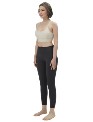 High Waisted Tall Size Pants 7/8 Length Leggings with Pockets charcoalgrey_Tall Size