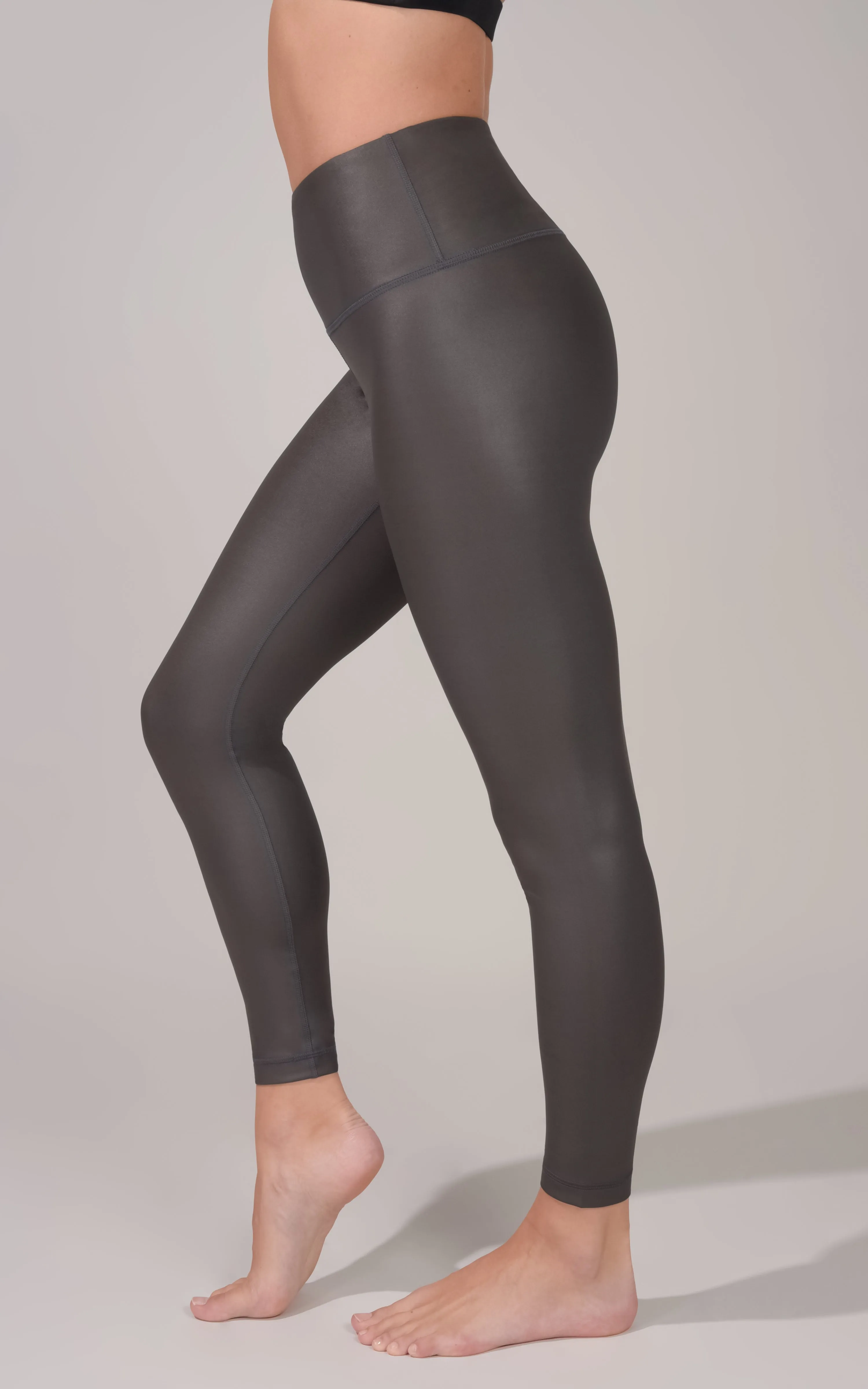 Interlink Faux Leather High Waist Cire 7/8 Ankle