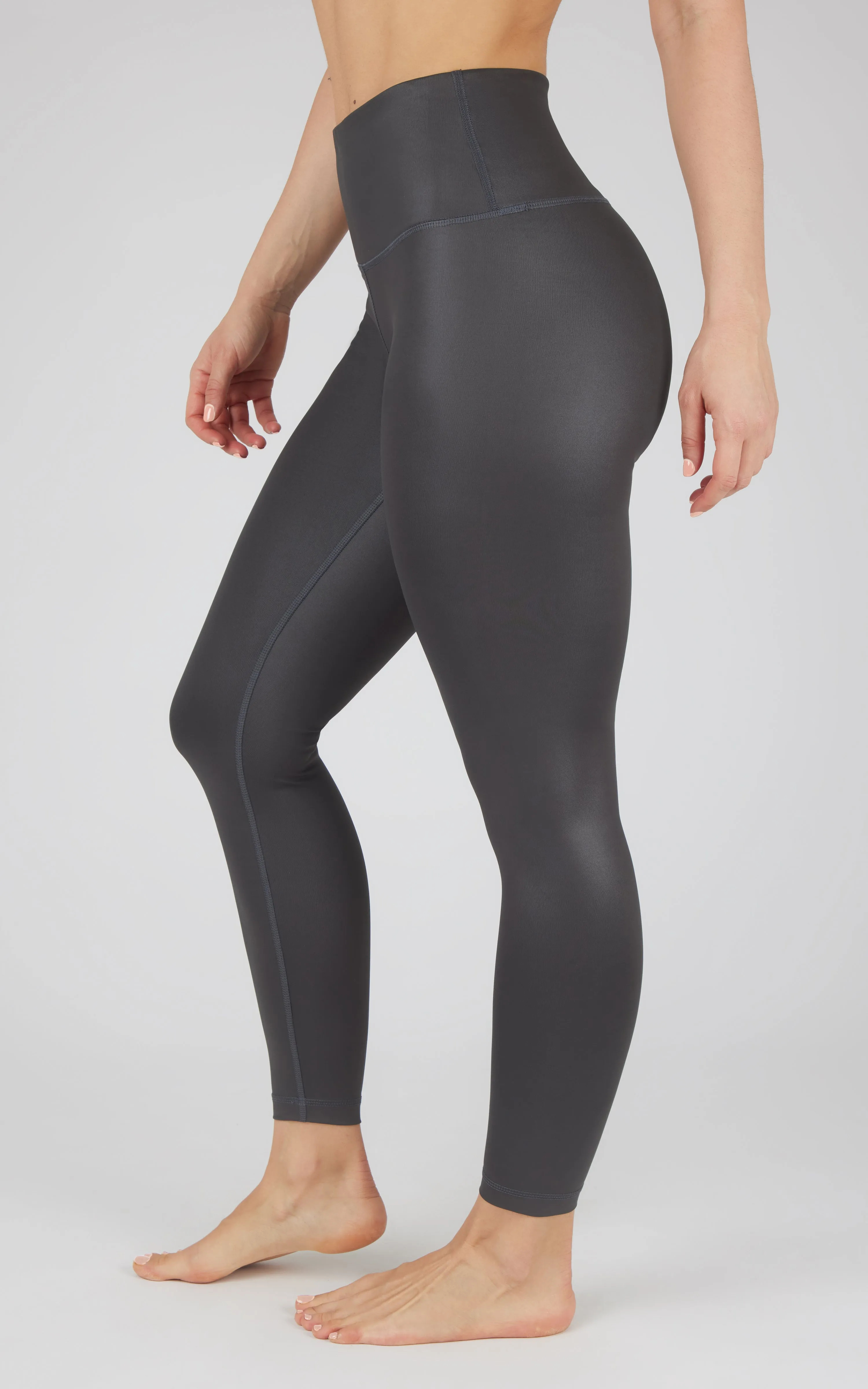 Interlink Faux Leather High Waist Cire 7/8 Ankle