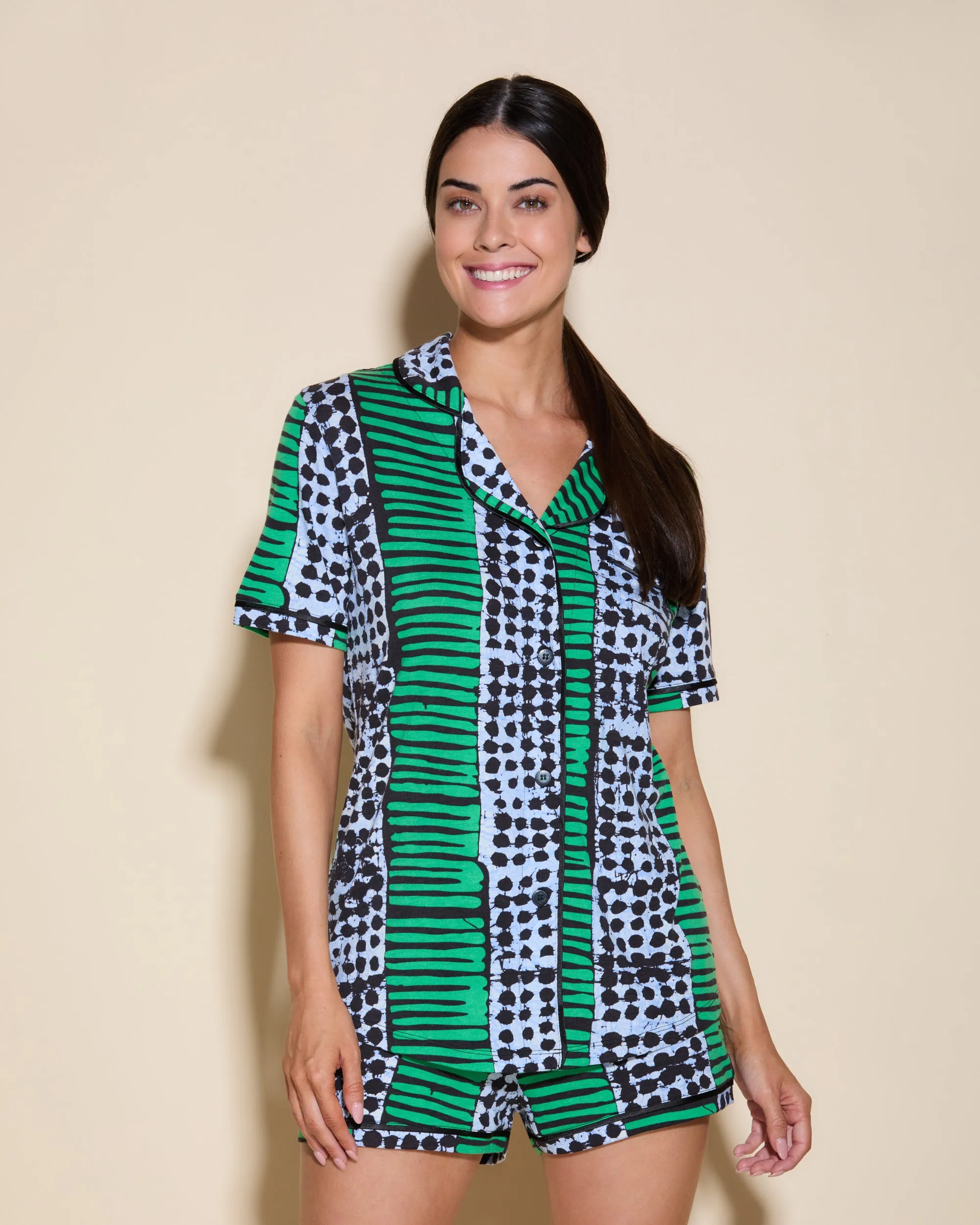 Kurzärmeliges Top & Boxer Pyjama-Set