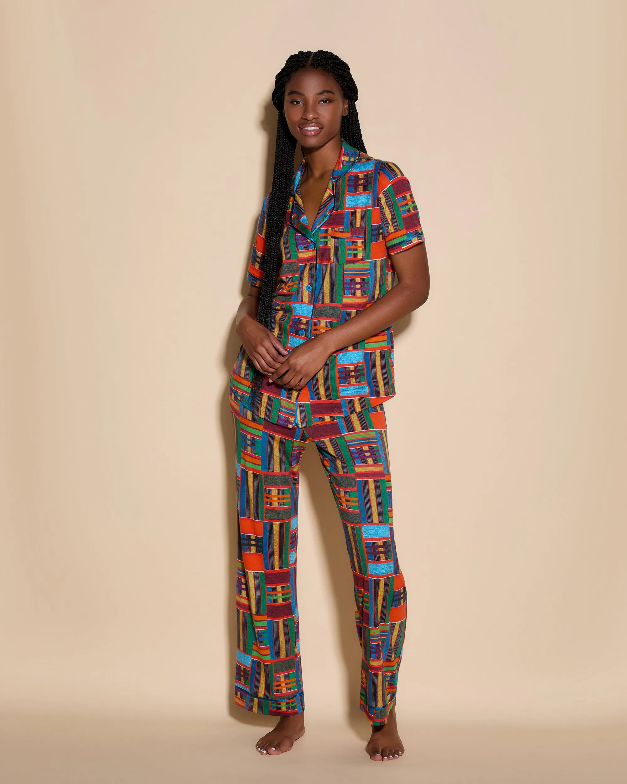 Kurzärmeliges Top & Hose Pyjama-Set