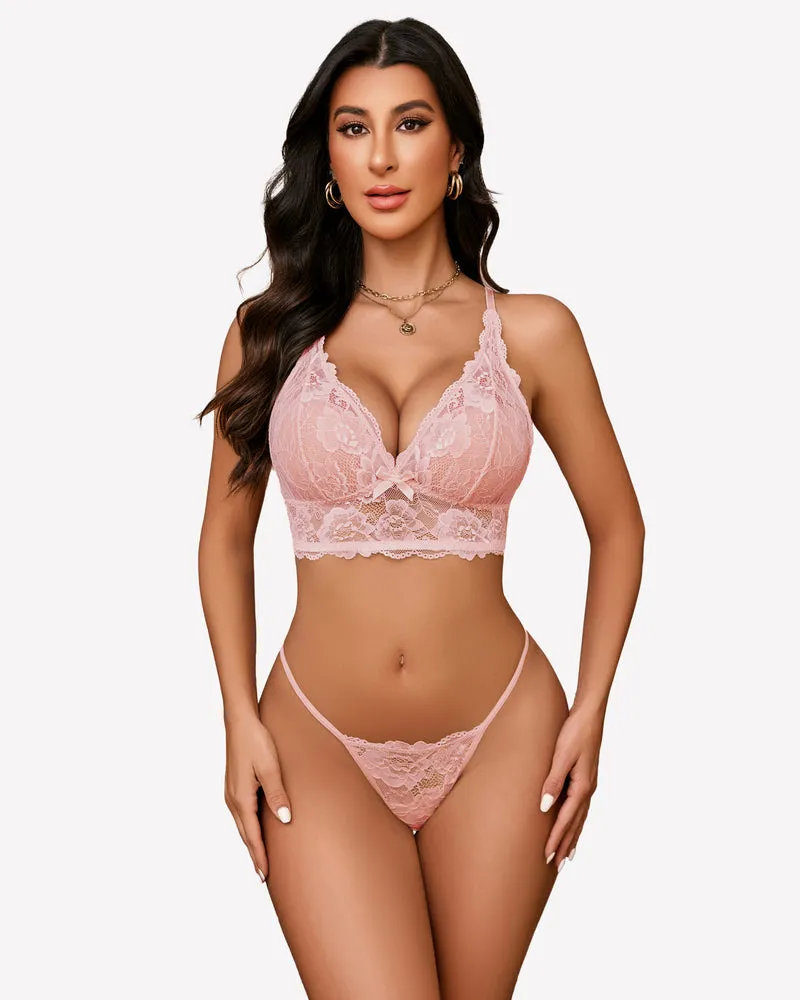 Lace Bralettes Set 2 Piece Bra and Panty Sets