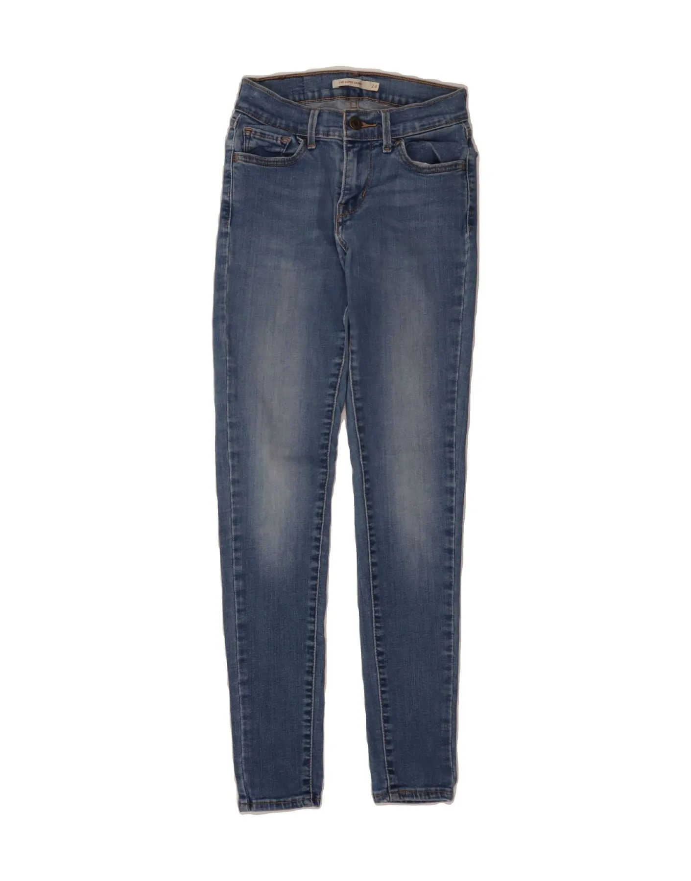 LEVI'S Womens 710 Super Skinny Jeans W24 L28 Blue Cotton