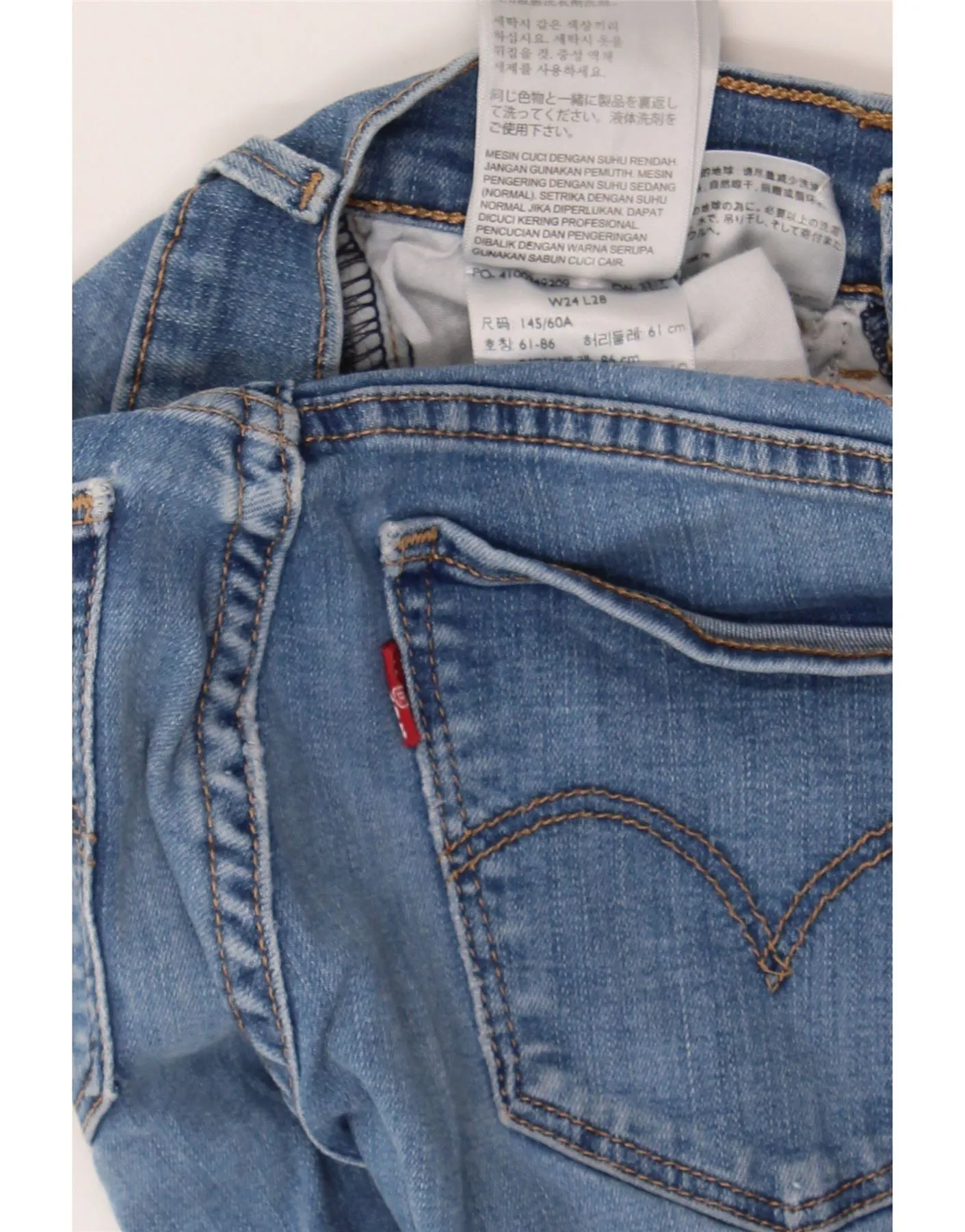LEVI'S Womens 710 Super Skinny Jeans W24 L28 Blue Cotton
