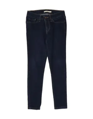 LEVI'S Womens 711 Crop Skinny Jeans W24 L25 Navy Blue Cotton